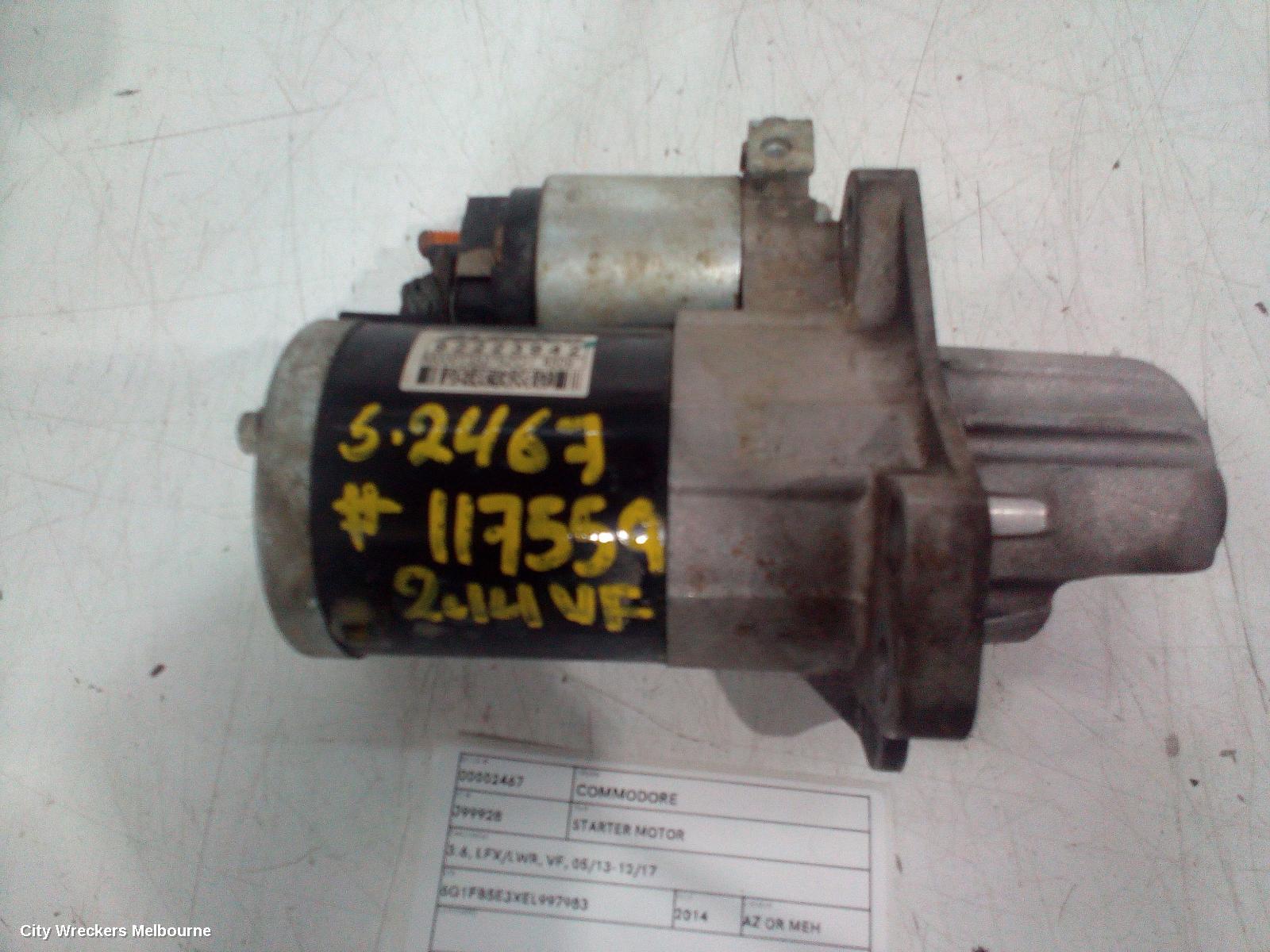 HOLDEN COMMODORE STARTER, 3.6, LFX/LWR, VF, 05/2013 - 12/2017