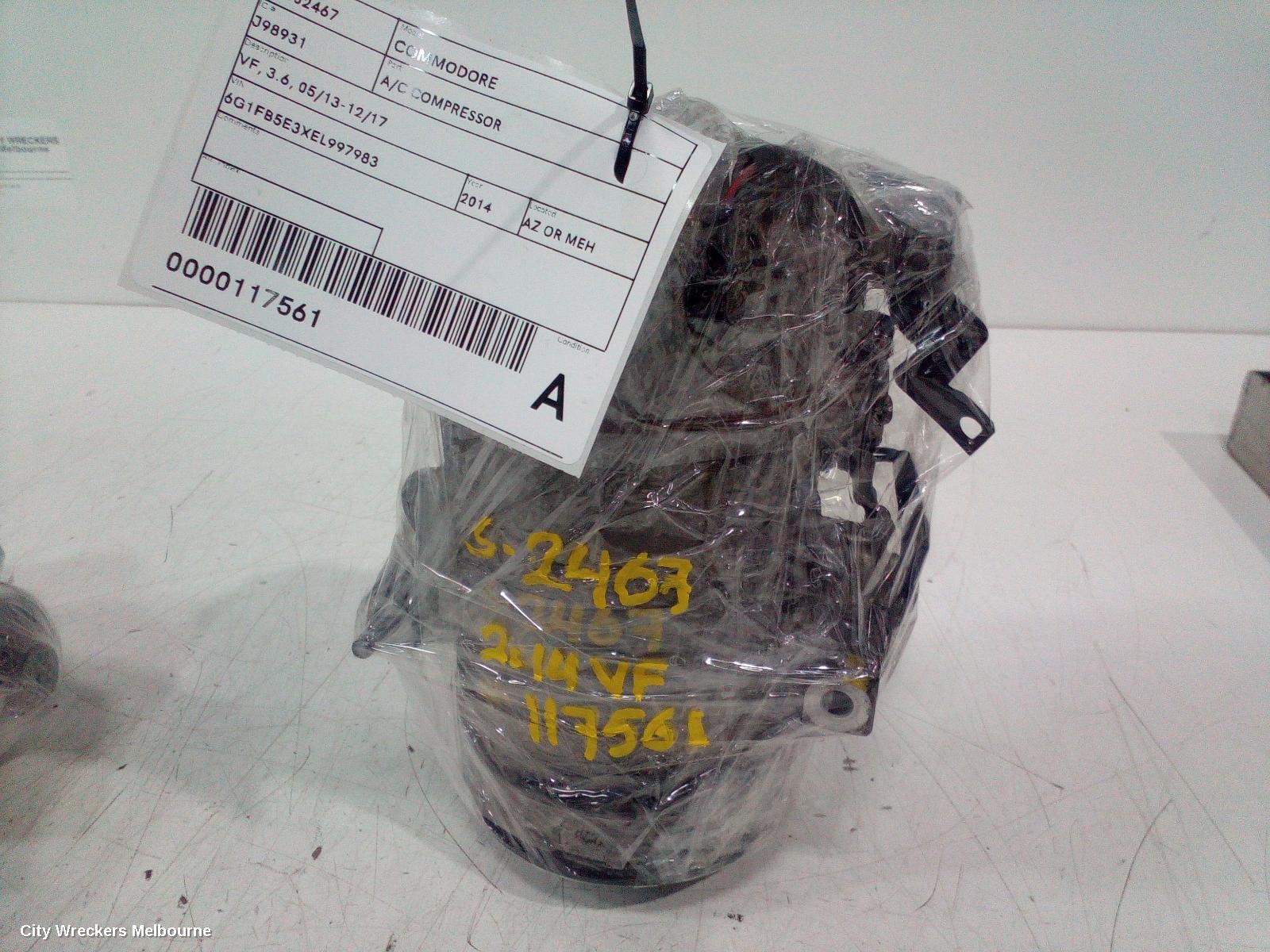 HOLDEN COMMODORE A/C COMPRESSOR, VF, 3.6, 05/2013 - 12/2017