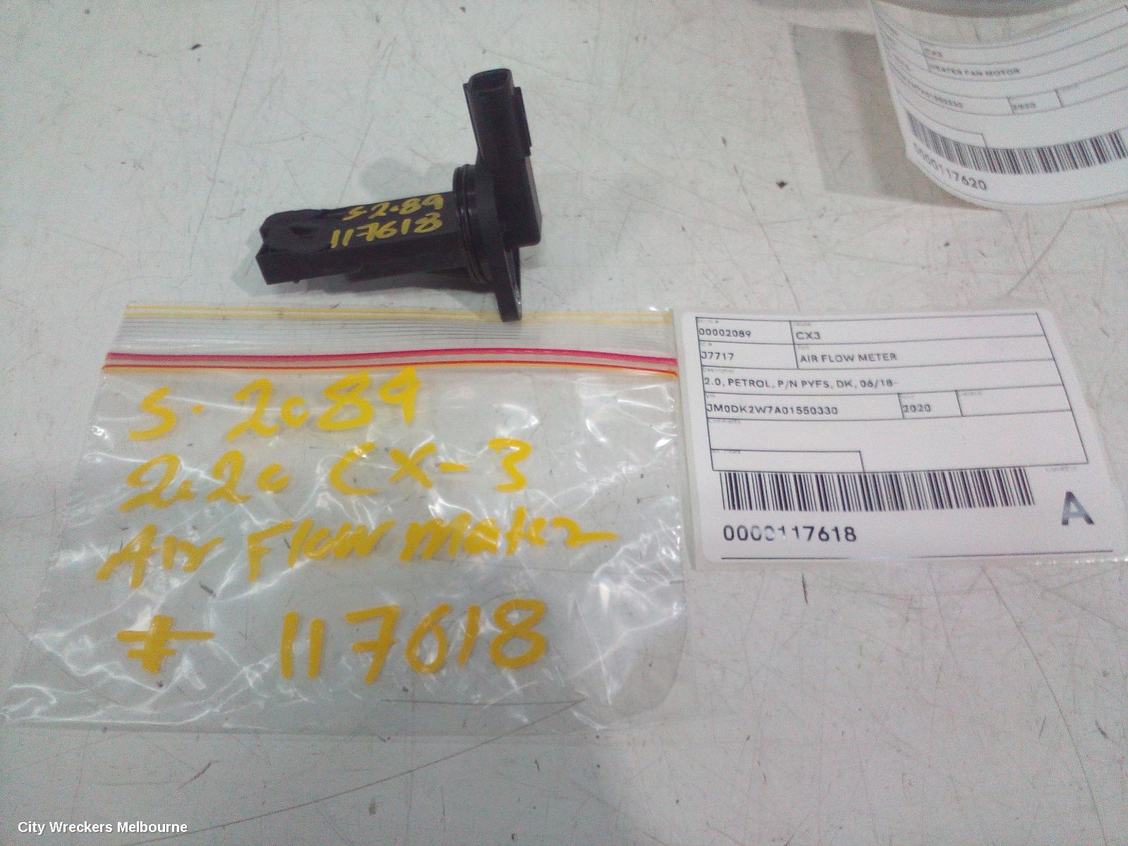 MAZDA CX3 AIR FLOW METER, 2.0, PETROL, P/N PYFS, DK, 06/2018 ONWARDS