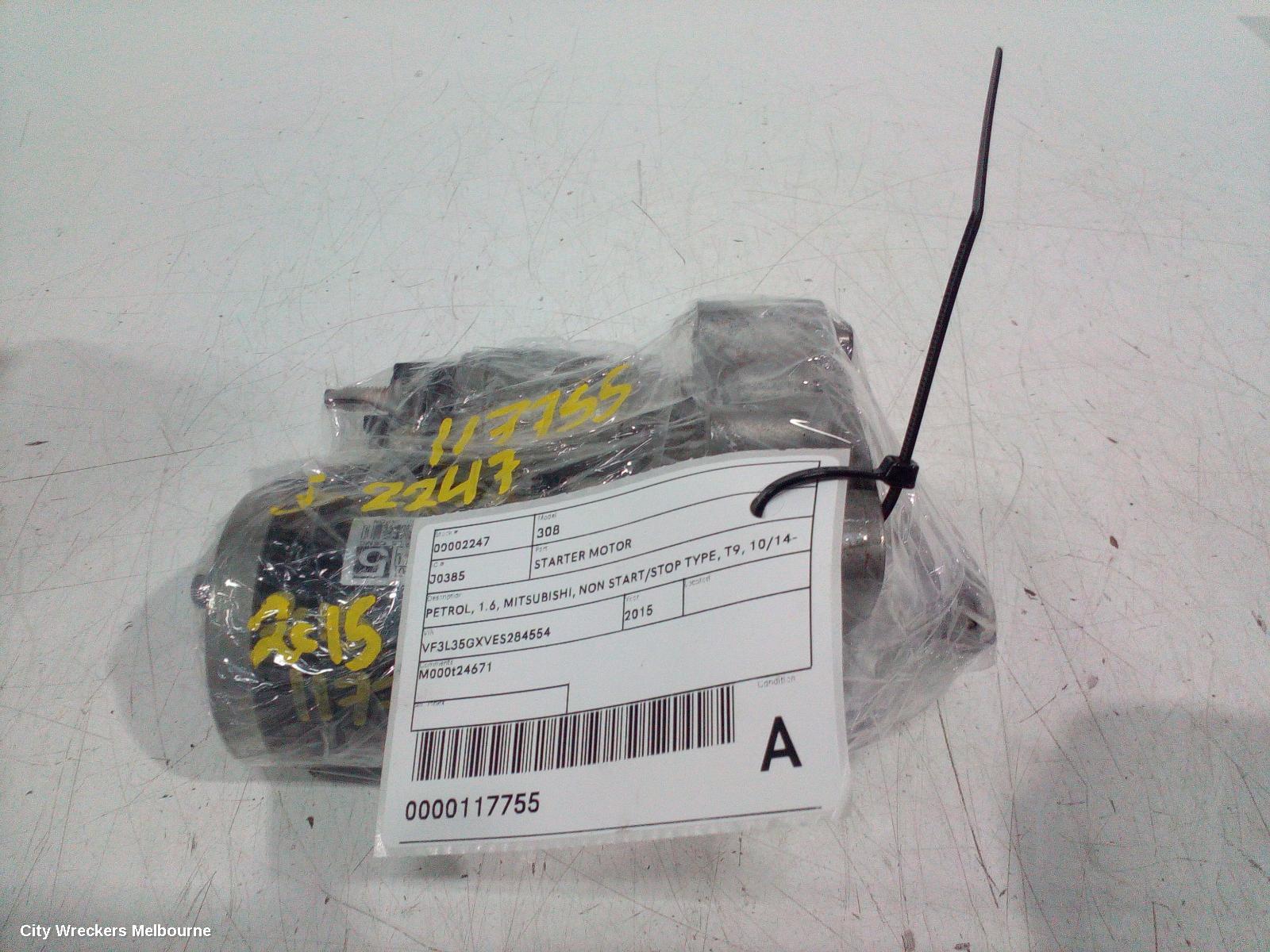PEUGEOT 308 STARTER, PETROL, 1.6, MITSUBISHI, NON START/STOP TYPE, T9, 10/2014 - 01/2021