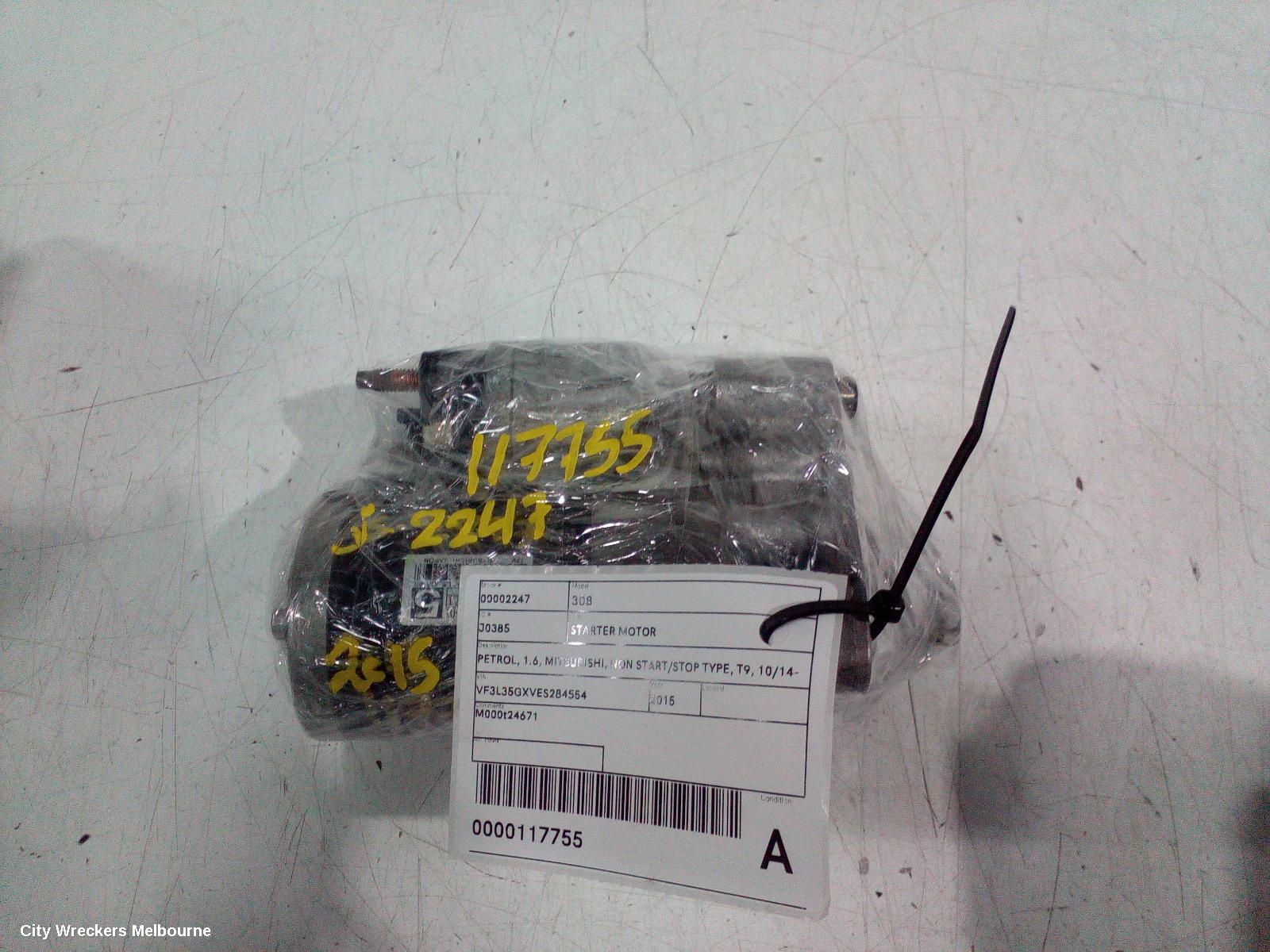 PEUGEOT 308 STARTER, PETROL, 1.6, MITSUBISHI, NON START/STOP TYPE, T9, 10/2014 - 01/2021