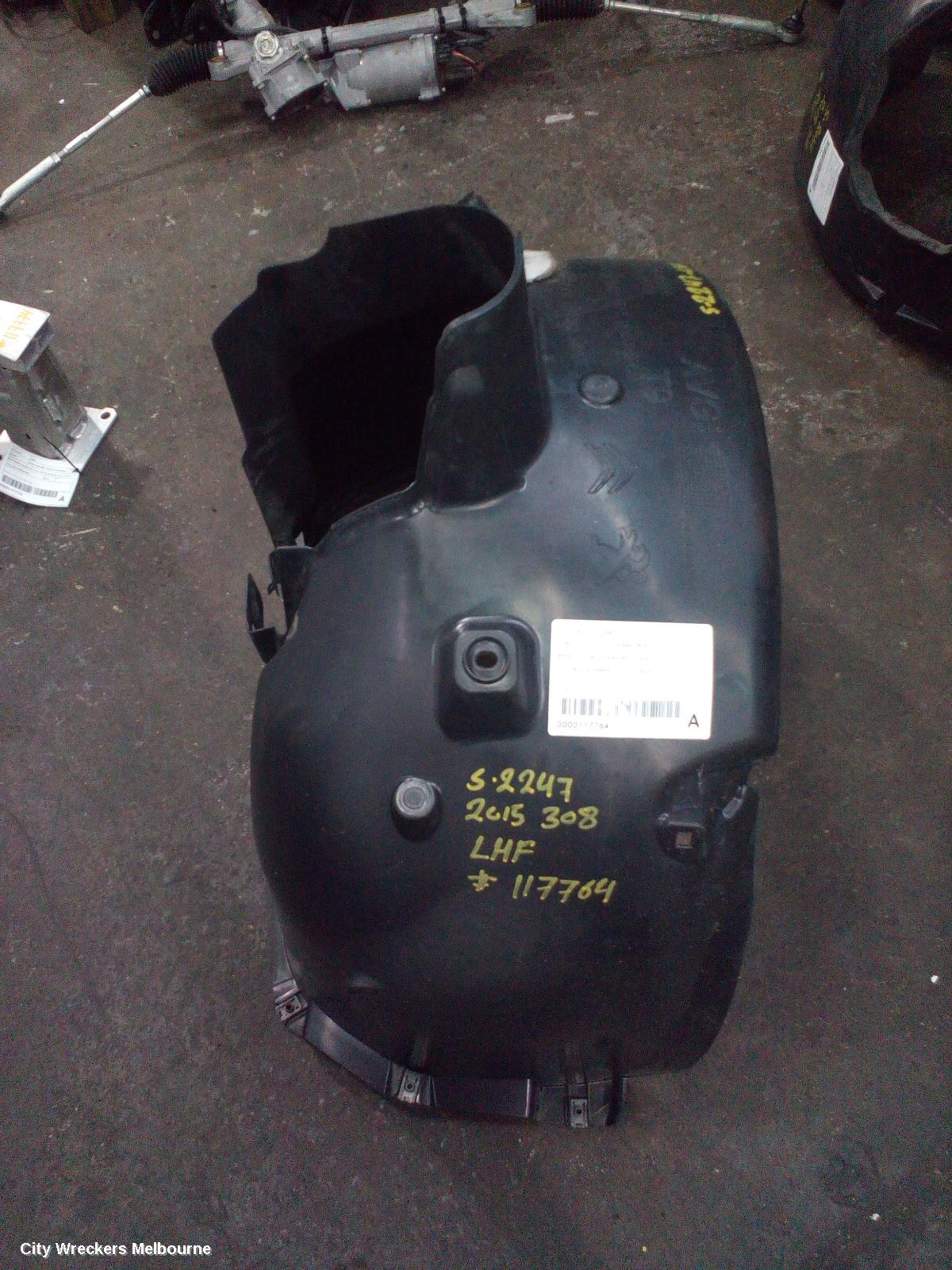 PEUGEOT 308 LEFT GUARD LINER, FRONT, T9, HATCH/WAGON, 10/2014 - 06/2017