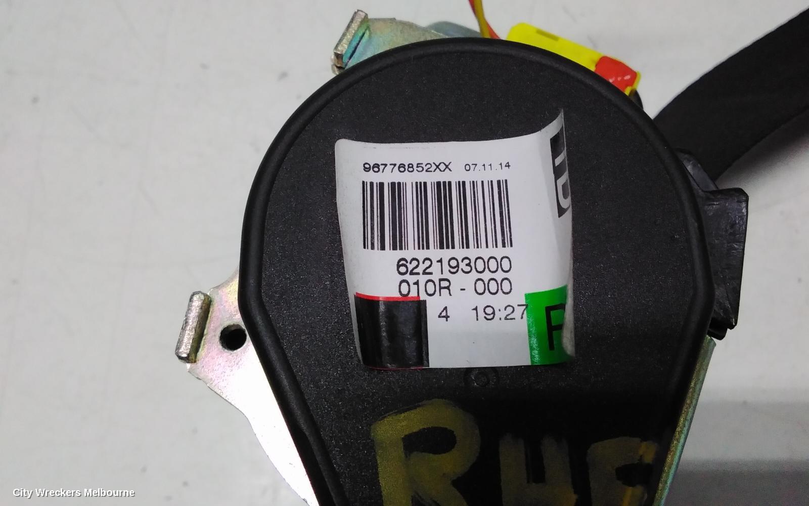 PEUGEOT 308 SEATBELT/STALK, RH FRONT, SEAT BELT ONLY, HATCH/WAGON, T9, 10/2014 - 01/2021