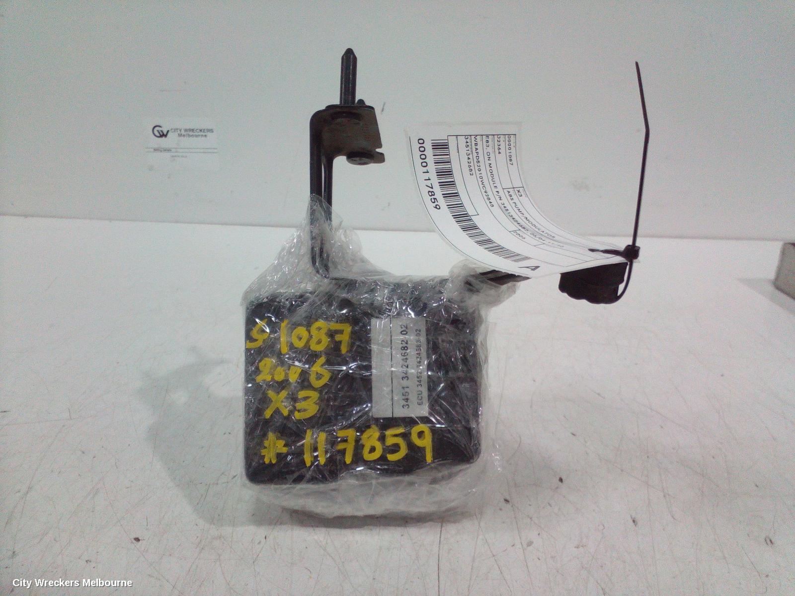 BMW X3 ABS PUMP/MODULATOR, E83, ON MODULE P/N 34513424682, 06/2004 - 11/2010