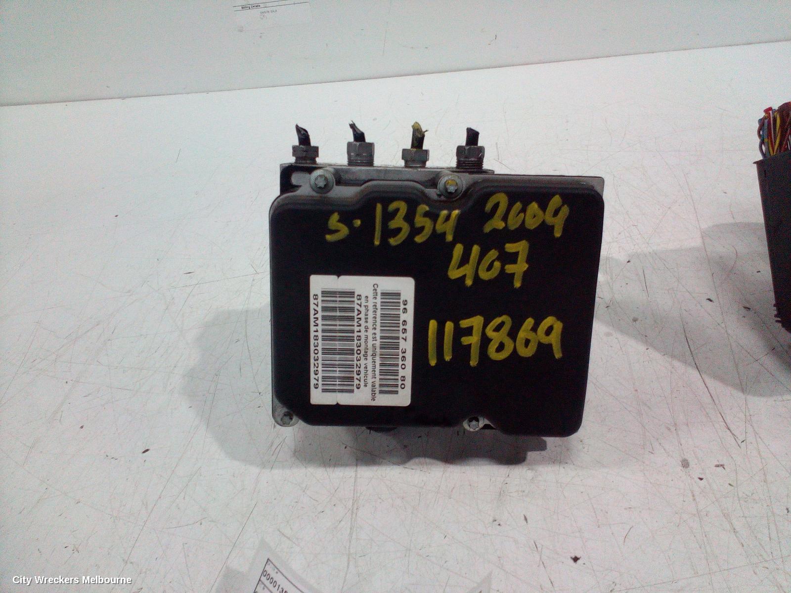 PEUGEOT 407 ABS PUMP/MODULATOR, 09/2004 - 06/2011