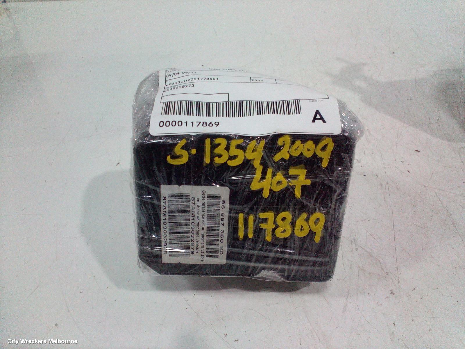 PEUGEOT 407 ABS PUMP/MODULATOR, 09/2004 - 06/2011