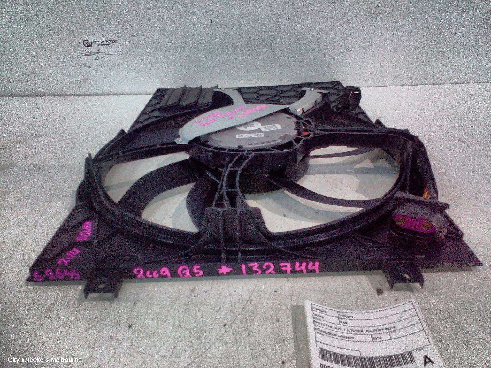 VOLKSWAGEN TIGUAN FAN, SINGLE FAN ASSY, 1.4, PETROL, 5N, 09/2009 - 08/2016