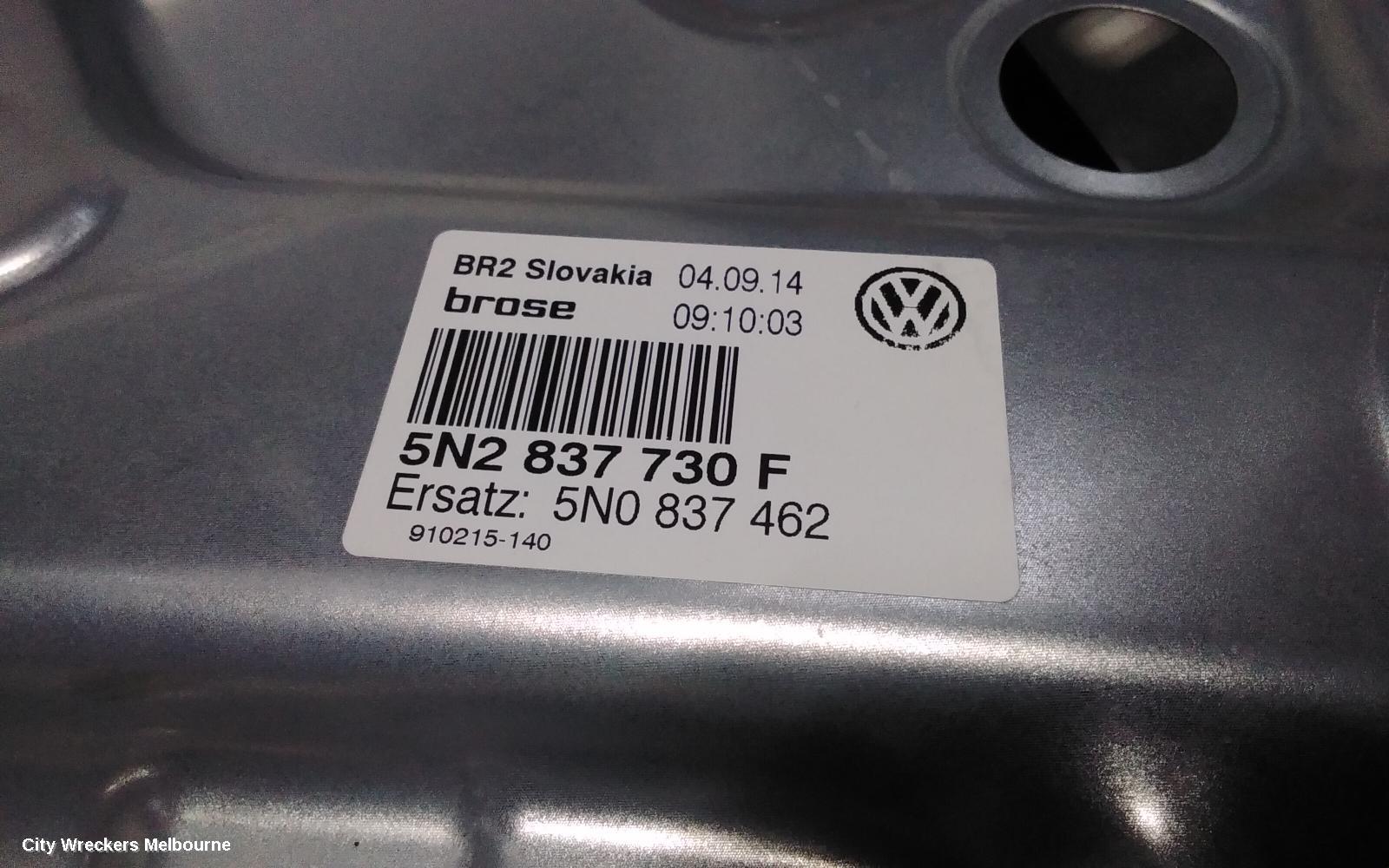 VOLKSWAGEN TIGUAN RIGHT FRONT WINDOW REG/MOTOR, 5N, POWER, 05/2008 - 08/2016