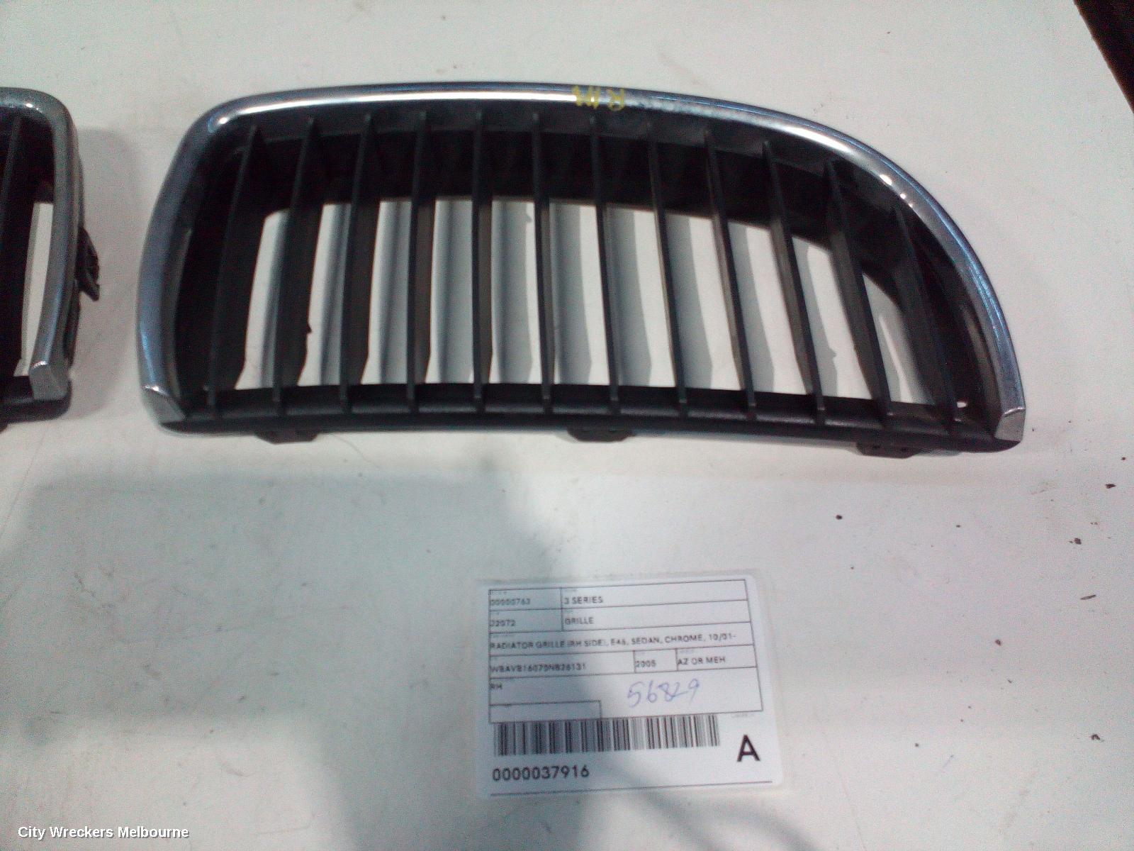 BMW 3 SERIES GRILLE, RADIATOR GRILLE (RH SIDE), E46, SEDAN, CHROME, 10/2001 - 01/2005