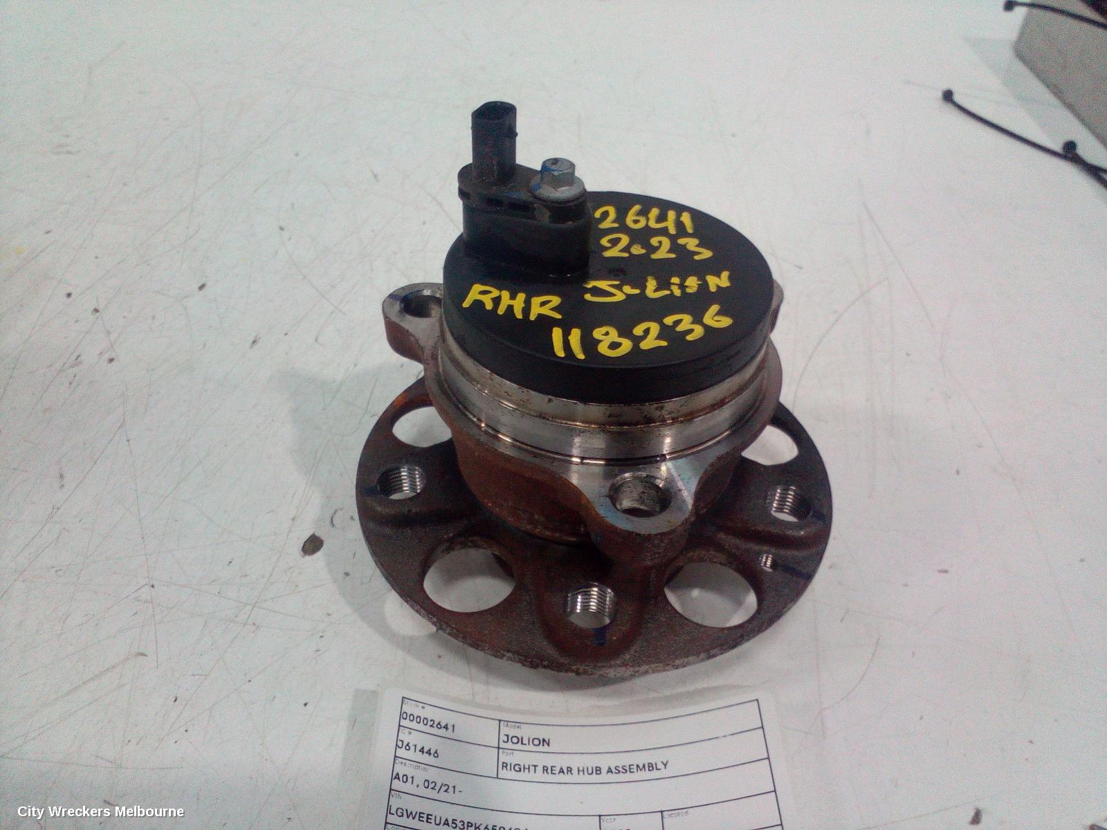 HAVAL JOLION RIGHT REAR HUB ASSEMBLY, A01, 02/2021 ONWARDS
