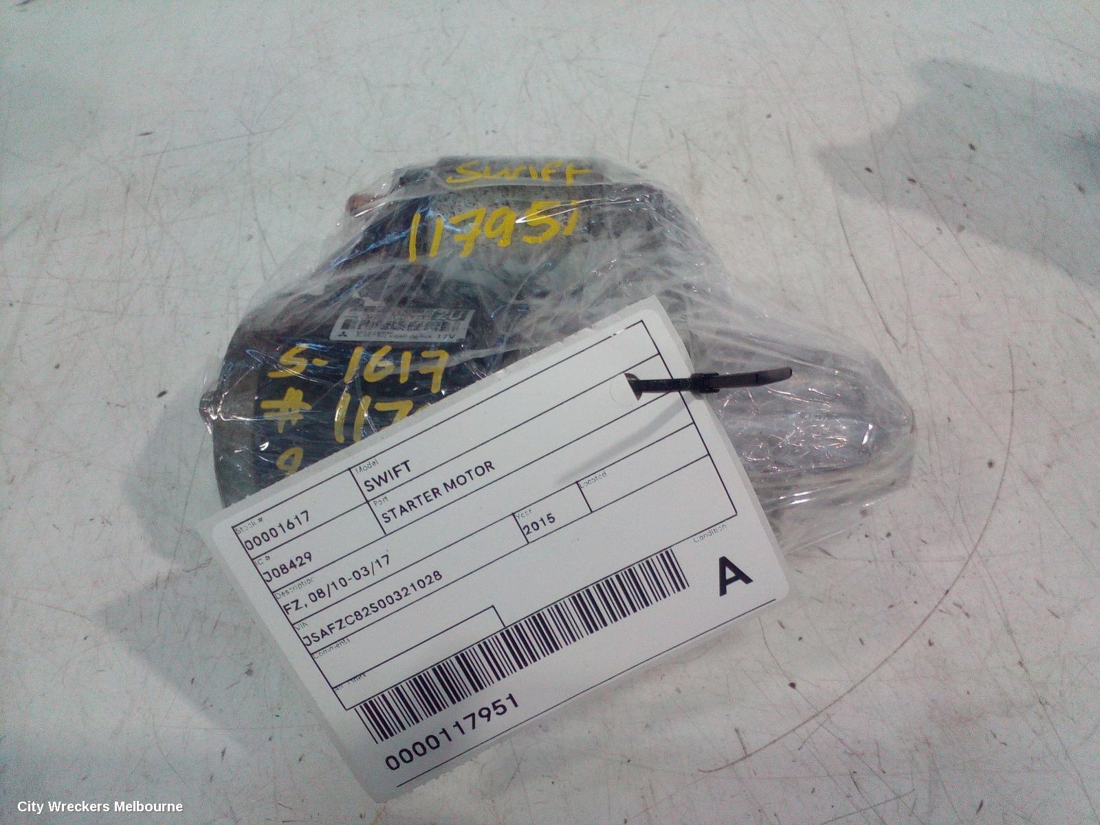 SUZUKI SWIFT STARTER, PETROL, 1.4, K14B, FZ, (VIN JSAFZC), 08/2010 - 03/2017
