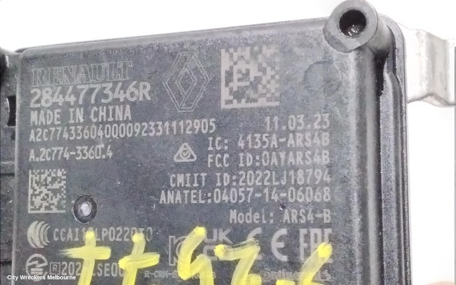 RENAULT ARKANA, JL1, 05/2021 ONWARDS, 284477346R   DISTANCE RADAR SENSOR: 117970