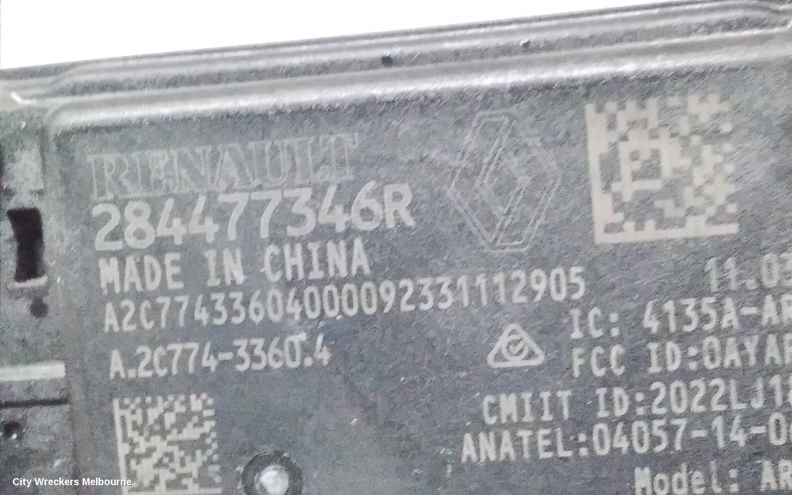RENAULT ARKANA, JL1, 05/2021 ONWARDS, 284477346R   DISTANCE RADAR SENSOR: 117970