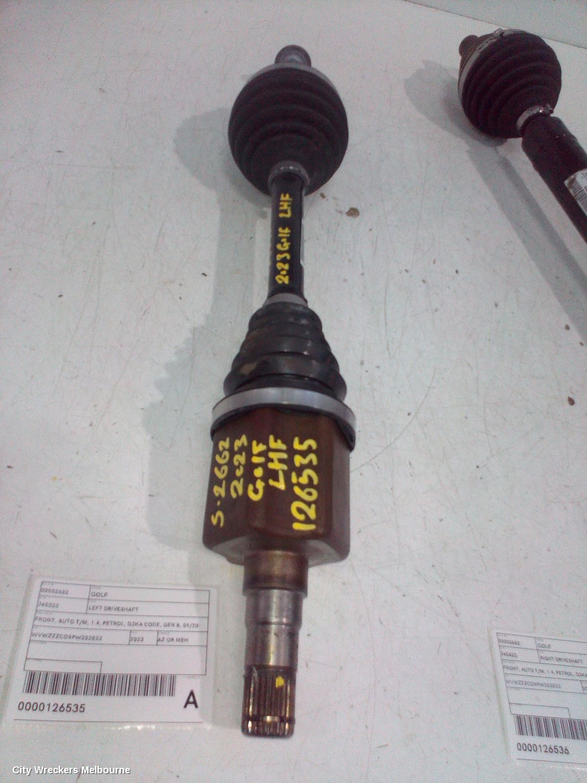 VOLKSWAGEN GOLF LEFT DRIVESHAFT, FRONT, AUTO T/M, 1.4, PETROL, DJKA CODE, GEN 8, 09/2020 ONWARDS