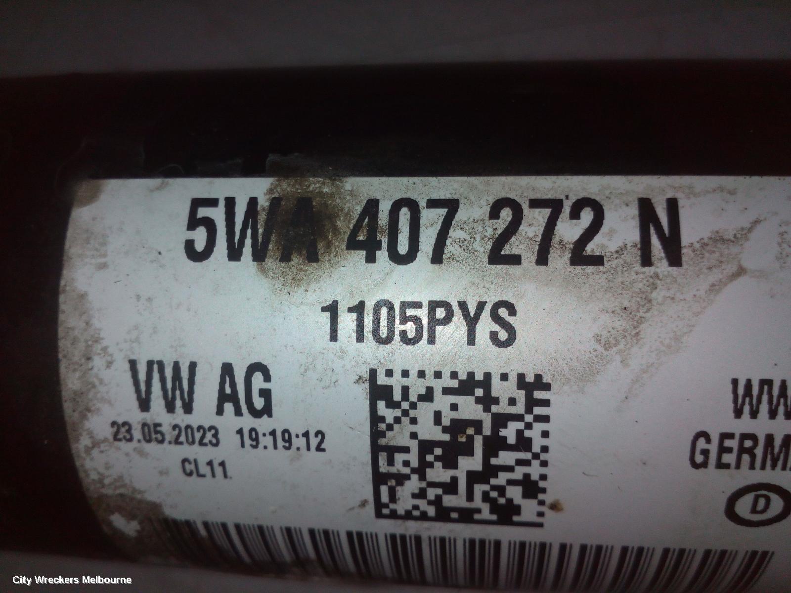 VOLKSWAGEN GOLF RIGHT DRIVESHAFT, FRONT, AUTO T/M, 1.4, PETROL, DJKA CODE, GEN 8, 09/2020 ONWARDS