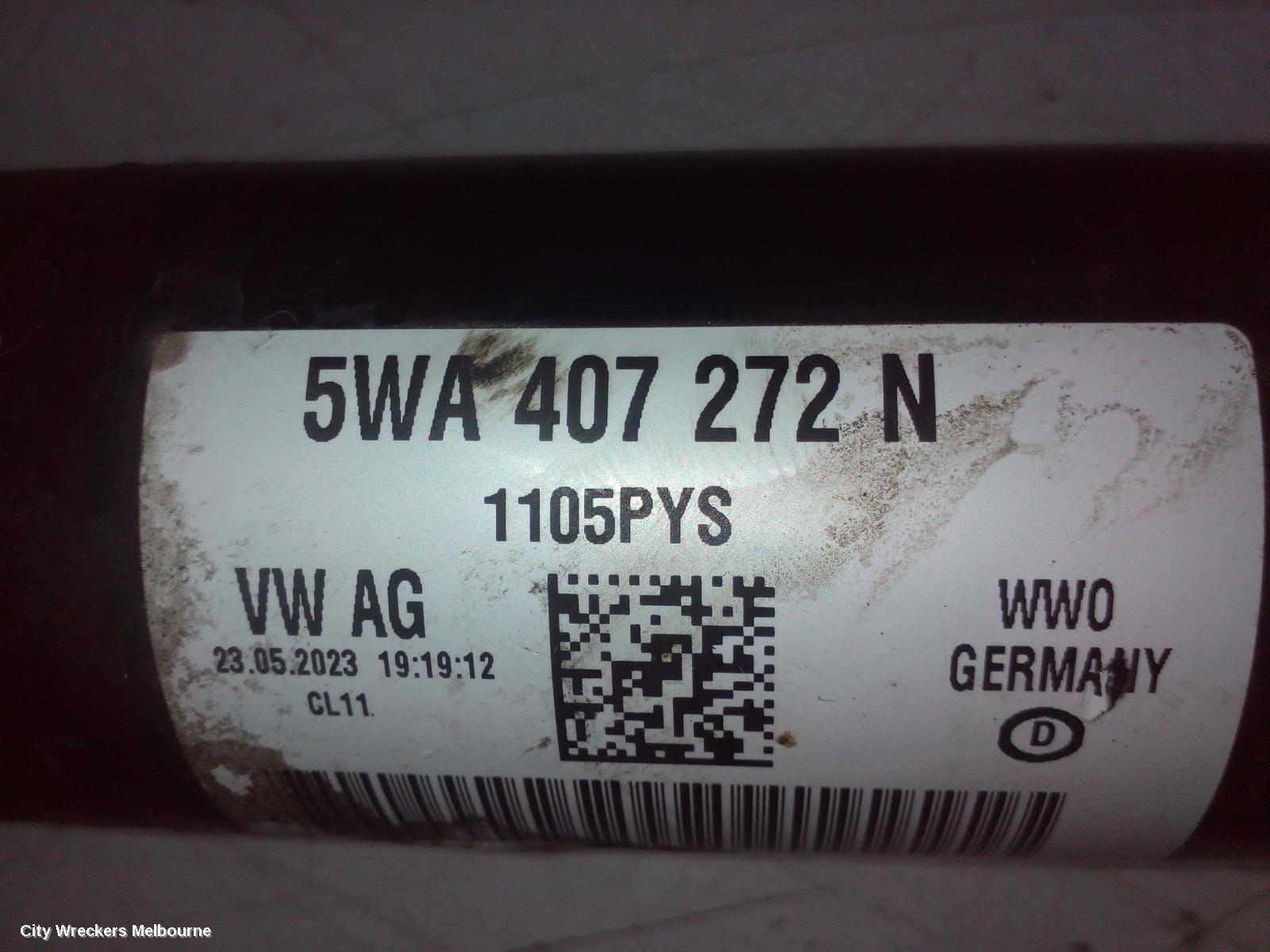 VOLKSWAGEN GOLF RIGHT DRIVESHAFT, FRONT, AUTO T/M, 1.4, PETROL, DJKA CODE, GEN 8, 09/2020 ONWARDS