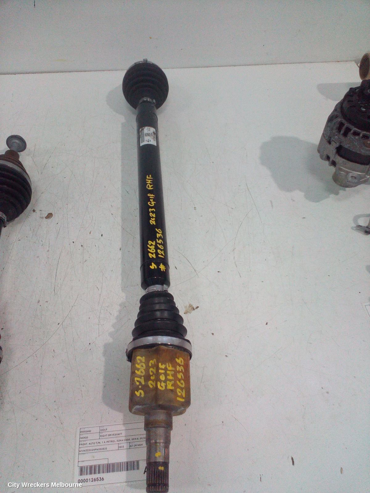 VOLKSWAGEN GOLF RIGHT DRIVESHAFT, FRONT, AUTO T/M, 1.4, PETROL, DJKA CODE, GEN 8, 09/2020 ONWARDS