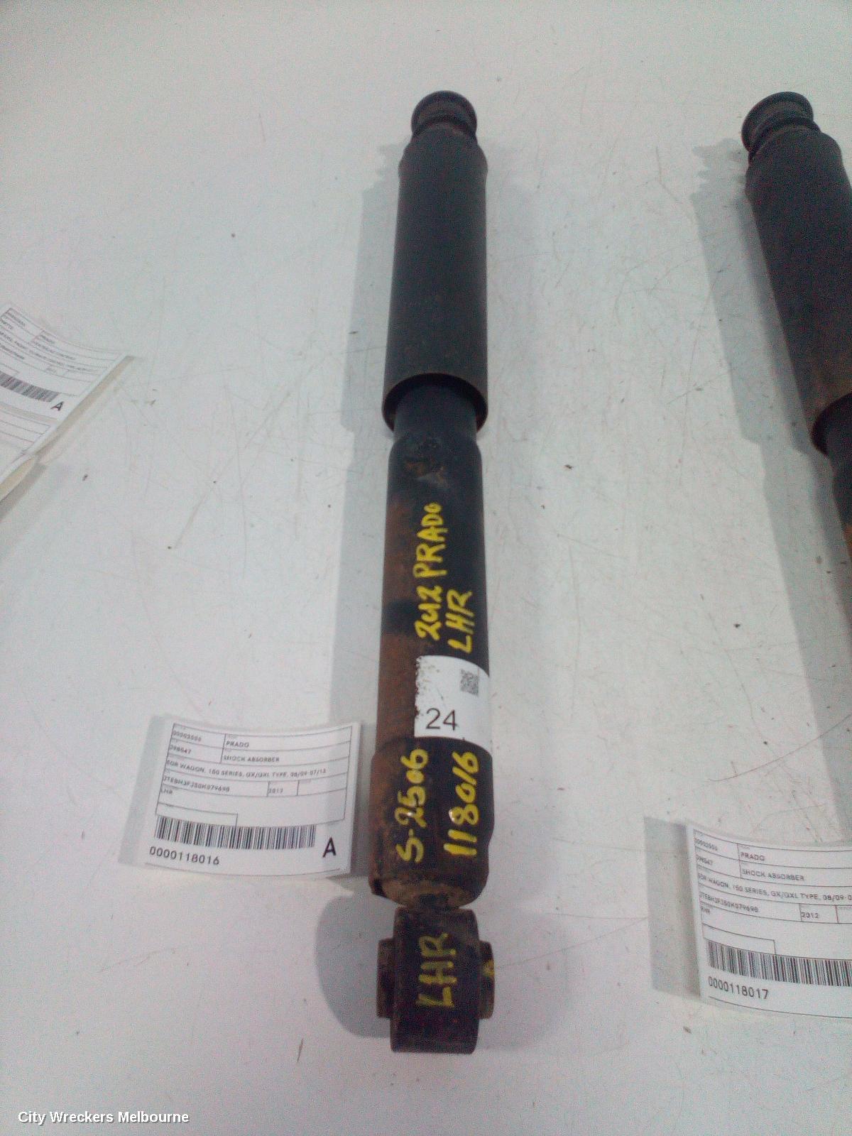 TOYOTA PRADO SHOCK ABSORBER, 150 SERIES, 5DR WAGON, REAR, LH SIDE, GX/GXL TYPE, 08/2009 - 07/2013