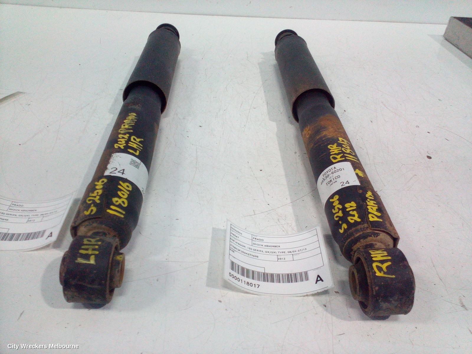TOYOTA PRADO SHOCK ABSORBER, 150 SERIES, 5DR WAGON, REAR, LH SIDE, GX/GXL TYPE, 08/2009 - 07/2013