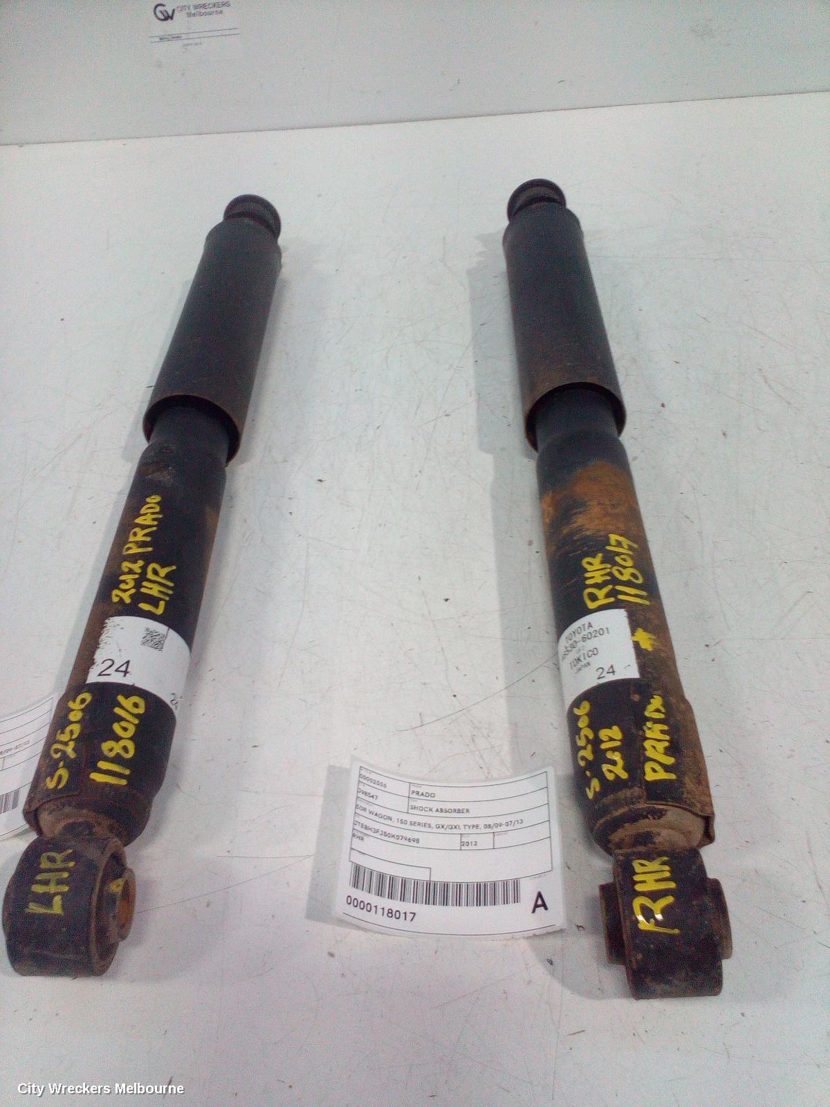 TOYOTA PRADO SHOCK ABSORBER, 150 SERIES, 5DR WAGON, REAR, RH SIDE, GX/GXL TYPE, 08/2009 - 07/2013