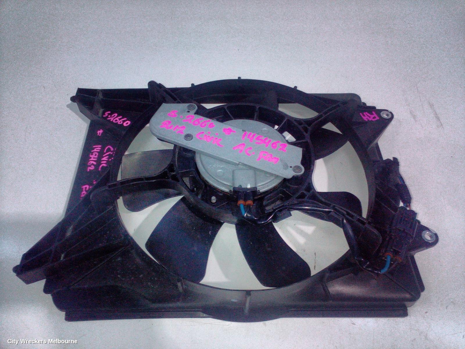 HONDA CIVIC FAN, A/C FAN, HATCH (VIN SHHFK), 1.8, PETROL, 9TH GEN, 06/2012 - 04/2016