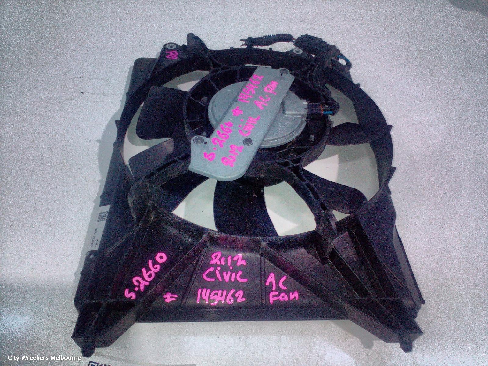 HONDA CIVIC FAN, A/C FAN, HATCH (VIN SHHFK), 1.8, PETROL, 9TH GEN, 06/2012 - 04/2016