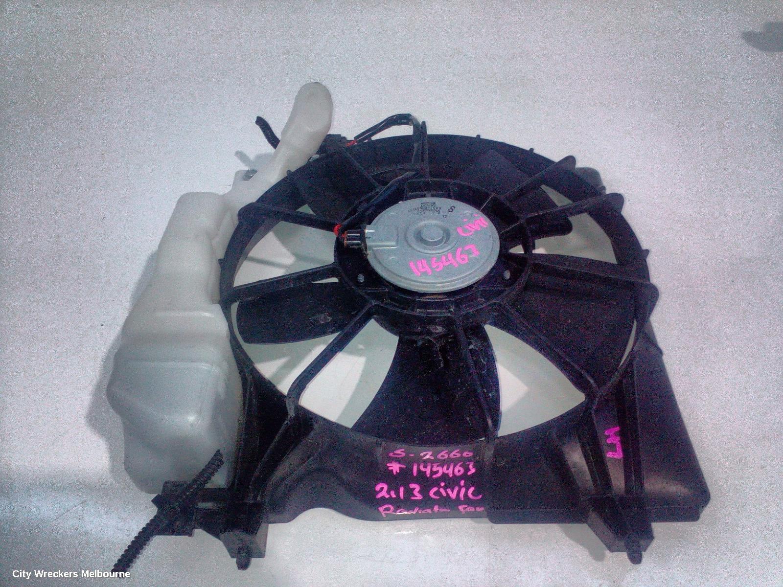 HONDA CIVIC FAN, RADIATOR FAN, HATCH (VIN SHHFK), 1.8, PETROL, 9TH GEN, 06/2012 - 04/2016