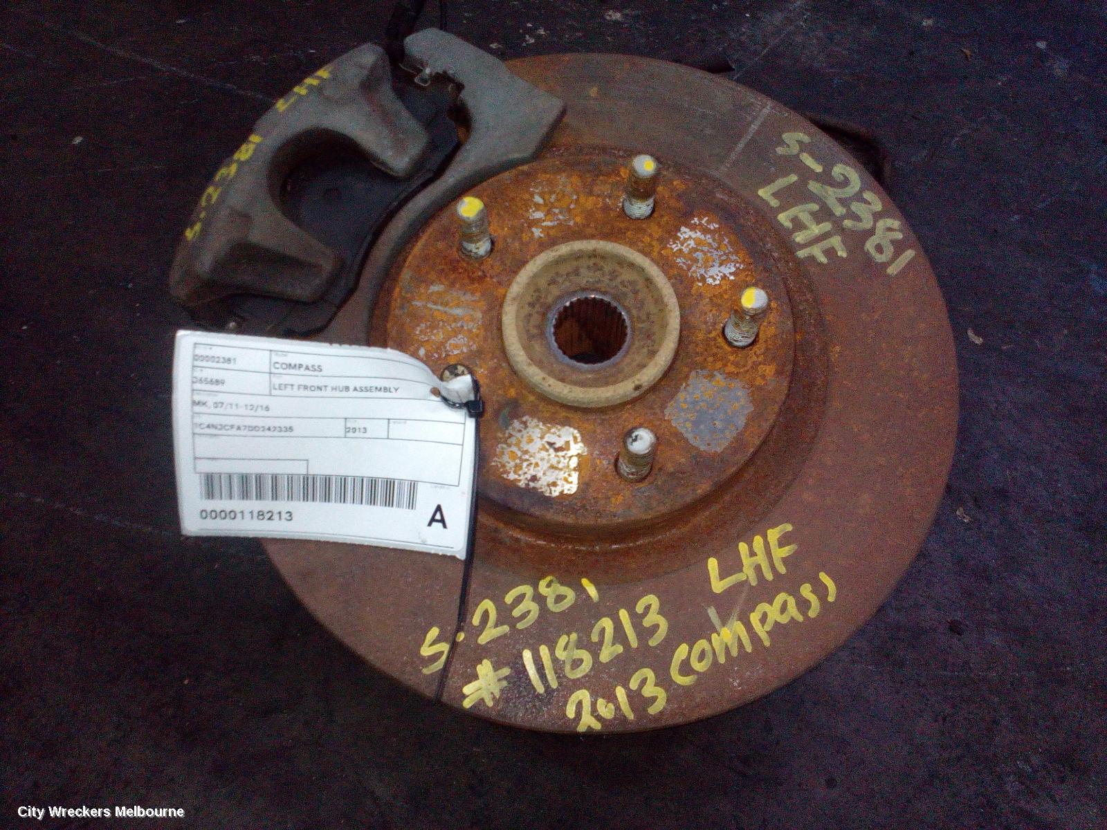 JEEP COMPASS LEFT FRONT HUB ASSEMBLY, MK, 07/2011 - 12/2016