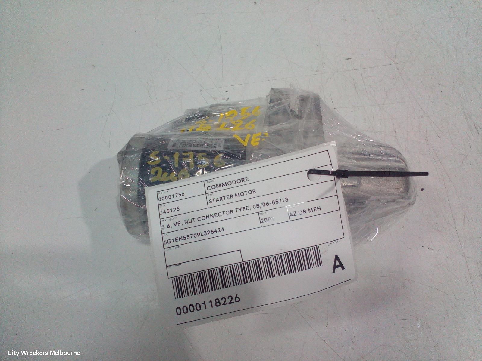 HOLDEN COMMODORE STARTER, 3.6, VE, NUT CONNECTOR TYPE, 08/2006 - 05/2013