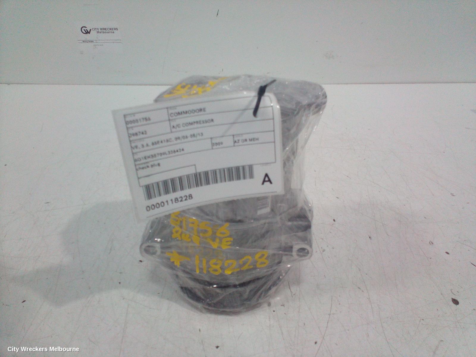 HOLDEN COMMODORE A/C COMPRESSOR, VE, 3.6, 6SE416C, 09/2006 - 05/2013