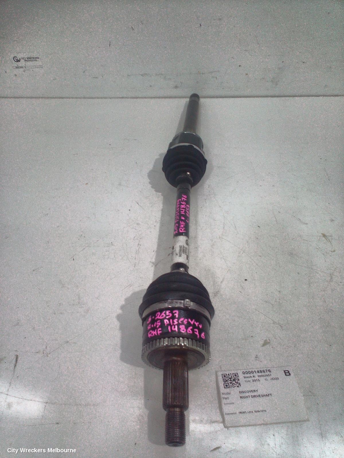 LAND ROVER DISCOVERY RIGHT DRIVESHAFT, FRONT, L319, 10/2009 - 12/2016