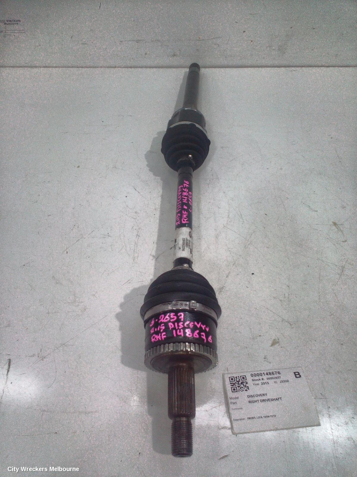 LAND ROVER DISCOVERY RIGHT DRIVESHAFT, FRONT, L319, 10/2009 - 12/2016