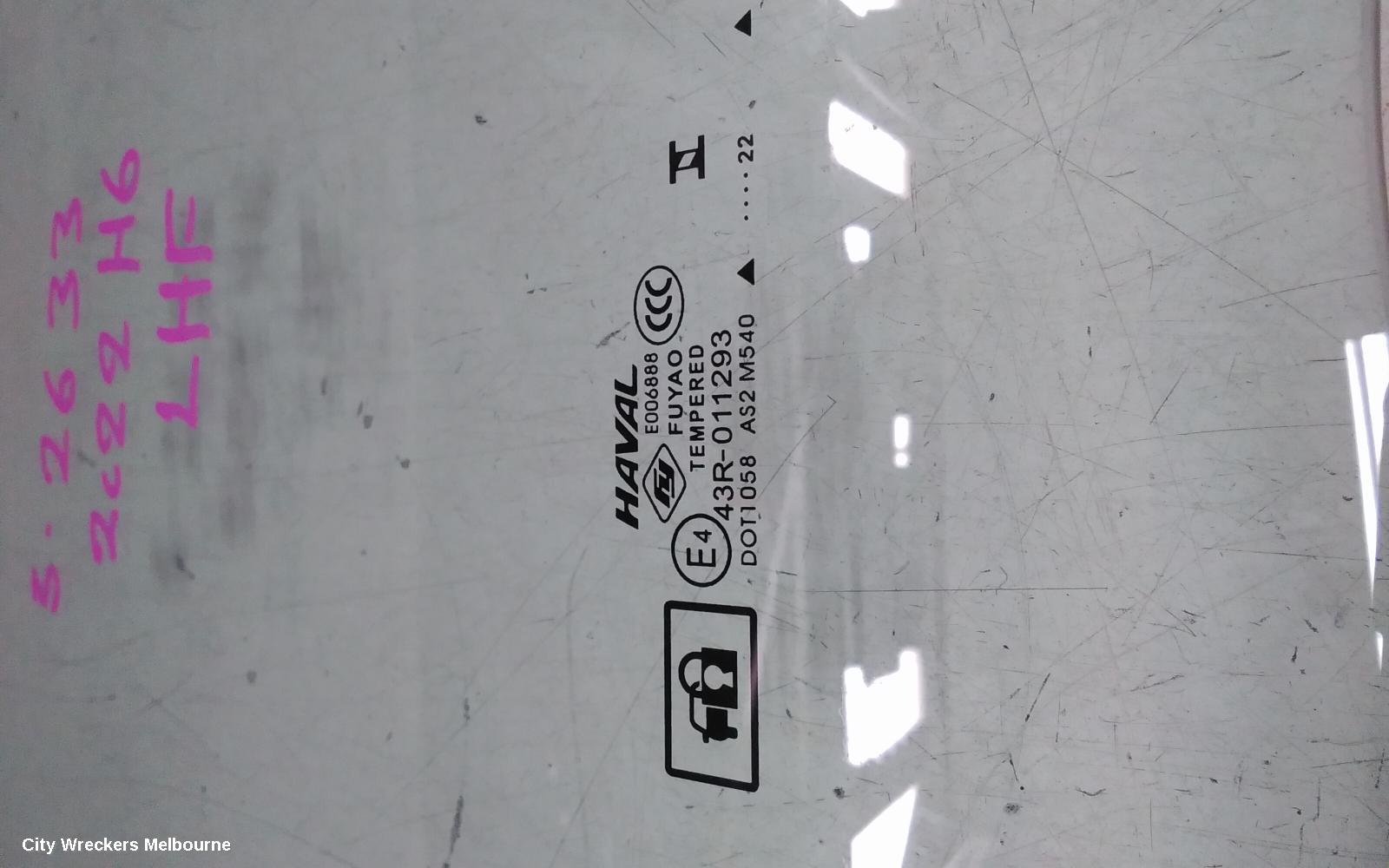 HAVAL H6 LEFT FRONT DOOR WINDOW, B01/B03, 02/2021 ONWARDS