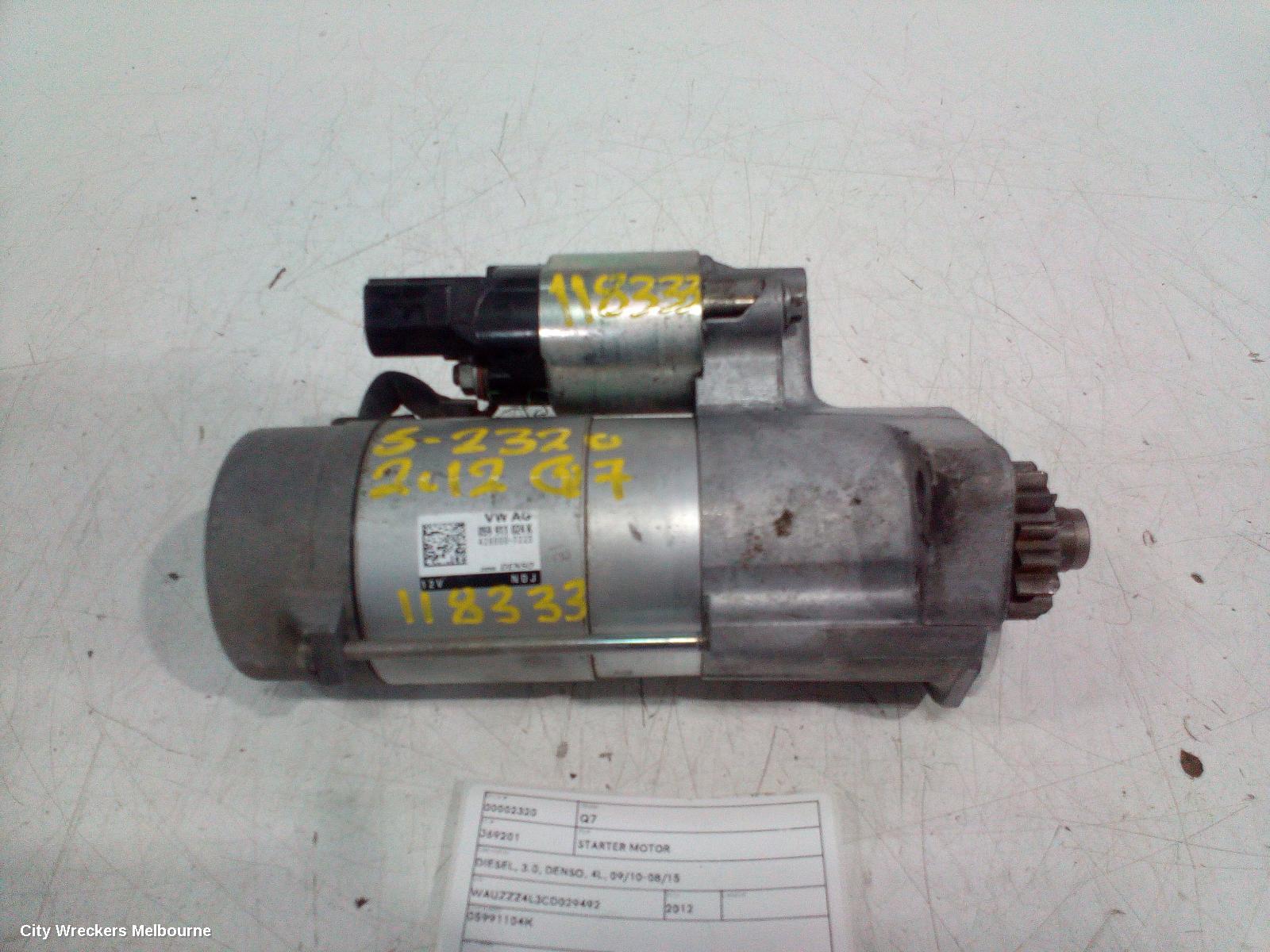 AUDI Q7 STARTER, DIESEL, 3.0, DENSO, 4L, 09/2010 - 08/2015