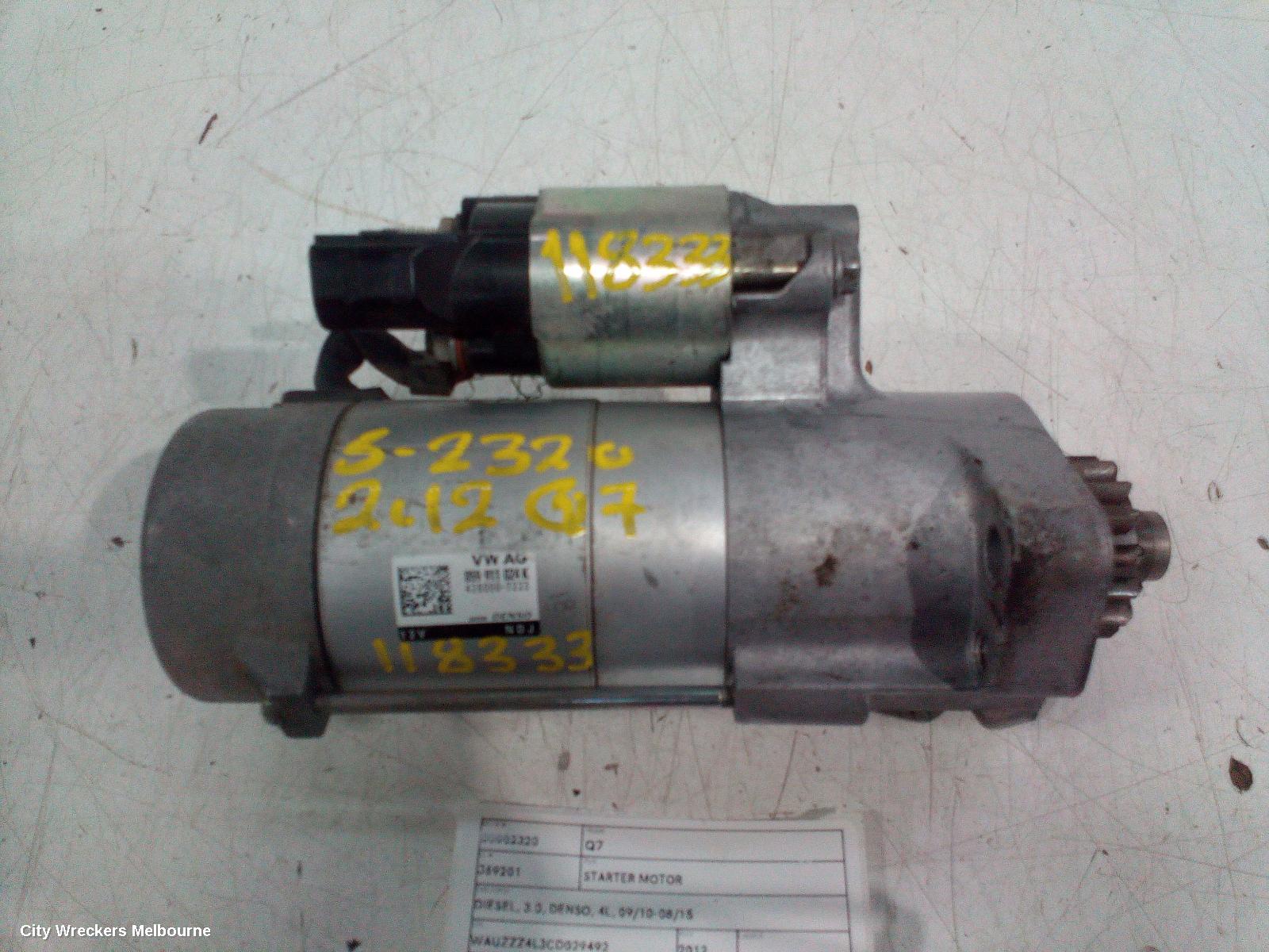 AUDI Q7 STARTER, DIESEL, 3.0, DENSO, 4L, 09/2010 - 08/2015