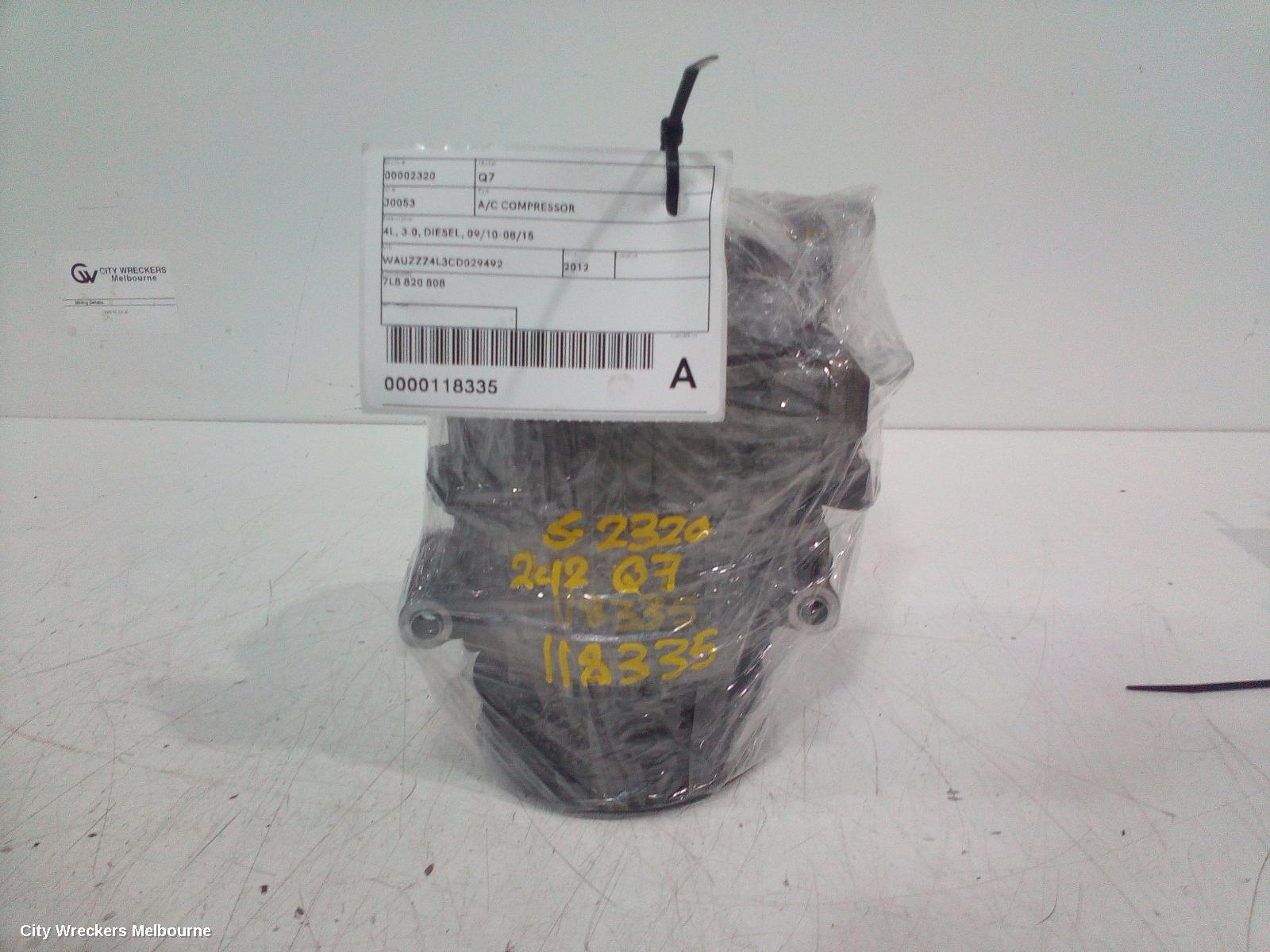 AUDI Q7 A/C COMPRESSOR, 4L, 3.0, DIESEL, 09/2010 - 08/2015