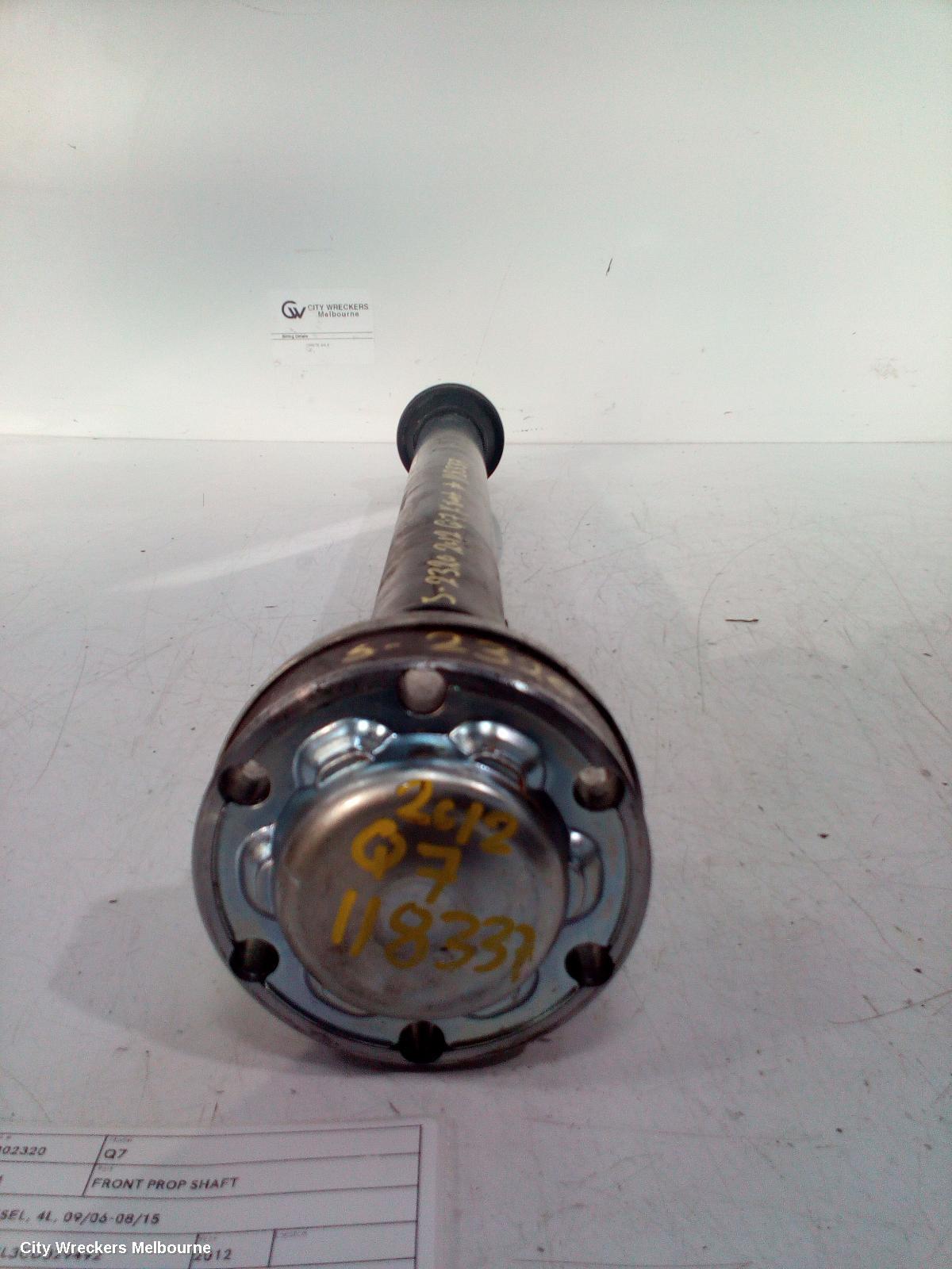 AUDI Q7 FRONT PROP SHAFT, 3.0, DIESEL, 4L, 09/2006 - 08/2015