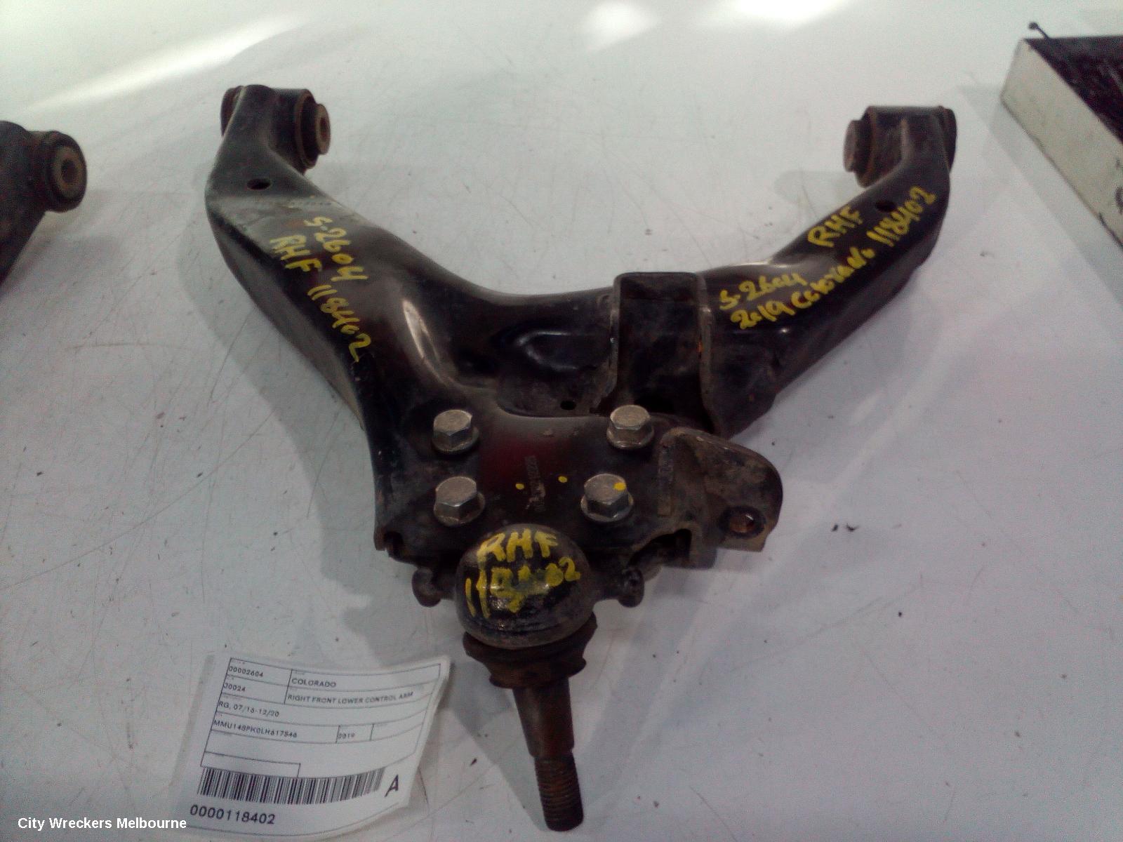 HOLDEN COLORADO RIGHT FRONT LOWER CONTROL ARM, RG, 07/2016 - 12/2020