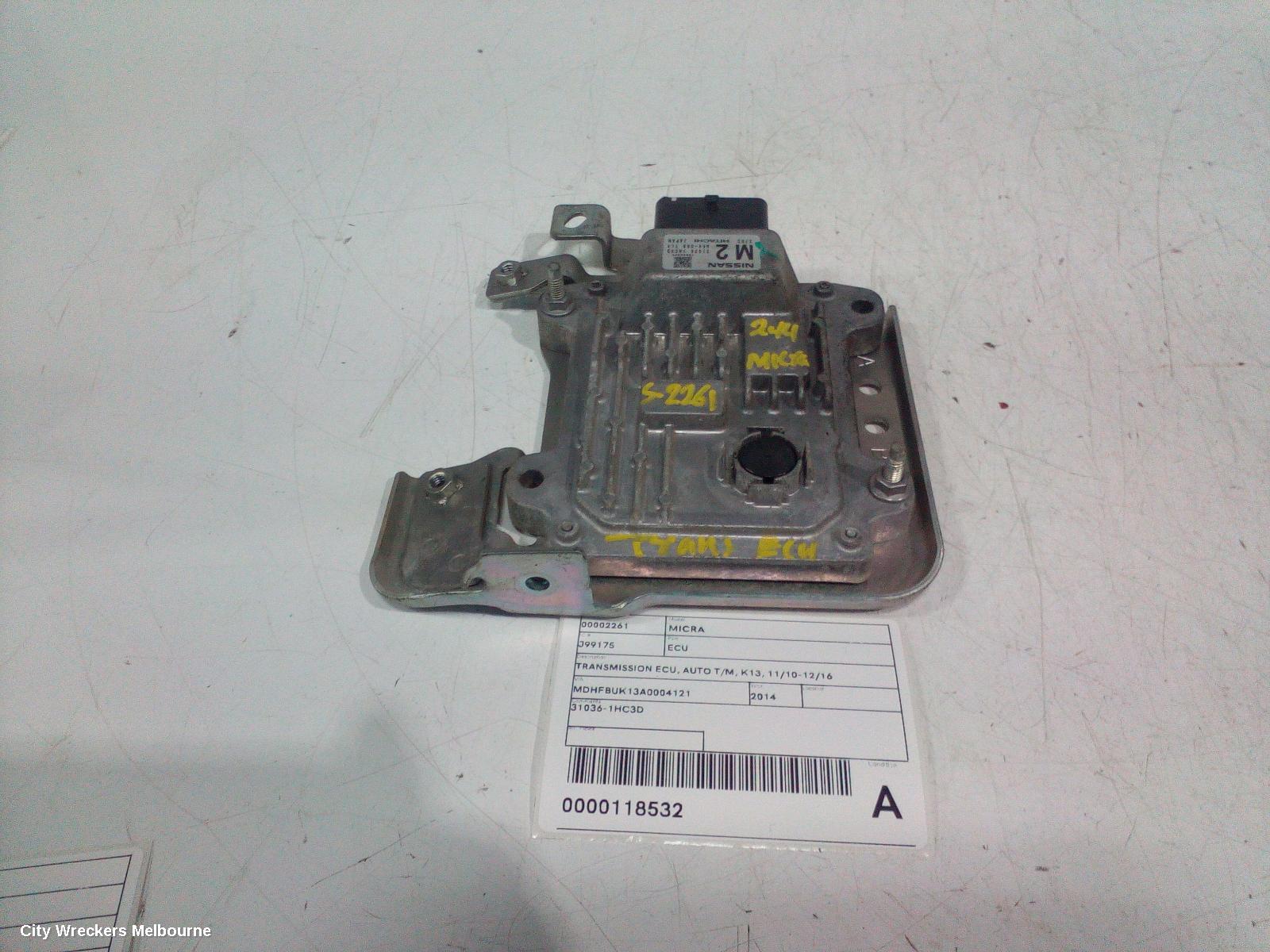 NISSAN MICRA ECU, TRANSMISSION ECU, AUTO T/M, K13, 11/2010 - 12/2016