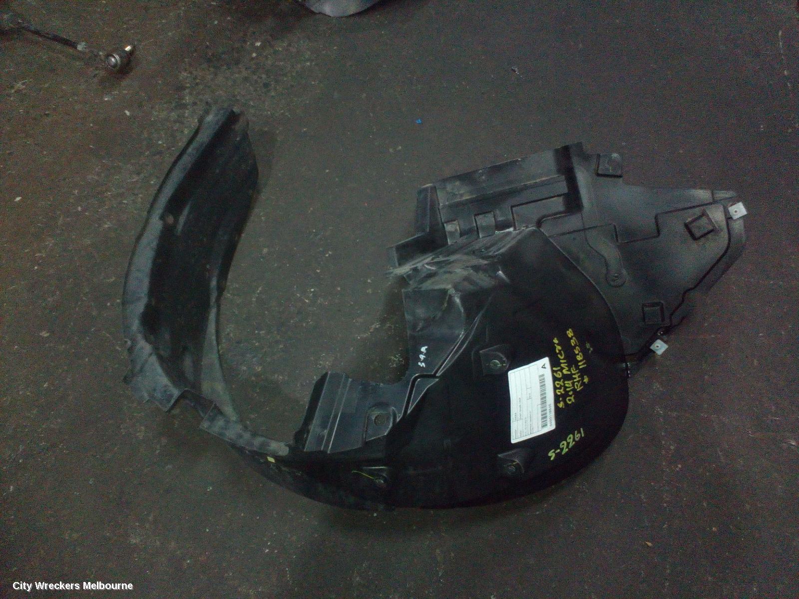 NISSAN MICRA RIGHT GUARD LINER, K13, 12/2012 - 03/2015