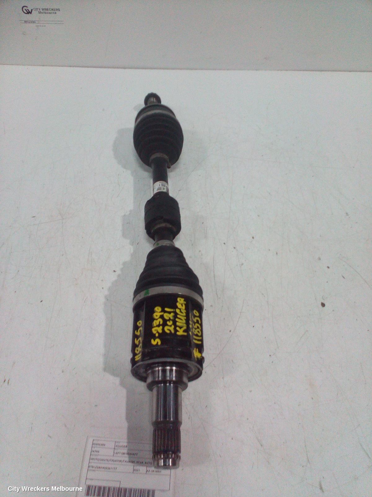 TOYOTA KLUGER LEFT DRIVESHAFT, GSU70/GSU75/TXUA70R/TXUA75R, REAR, AUTO T/M, PETROL, NON HYBRID TYPE, 03/2021 ONWARDS