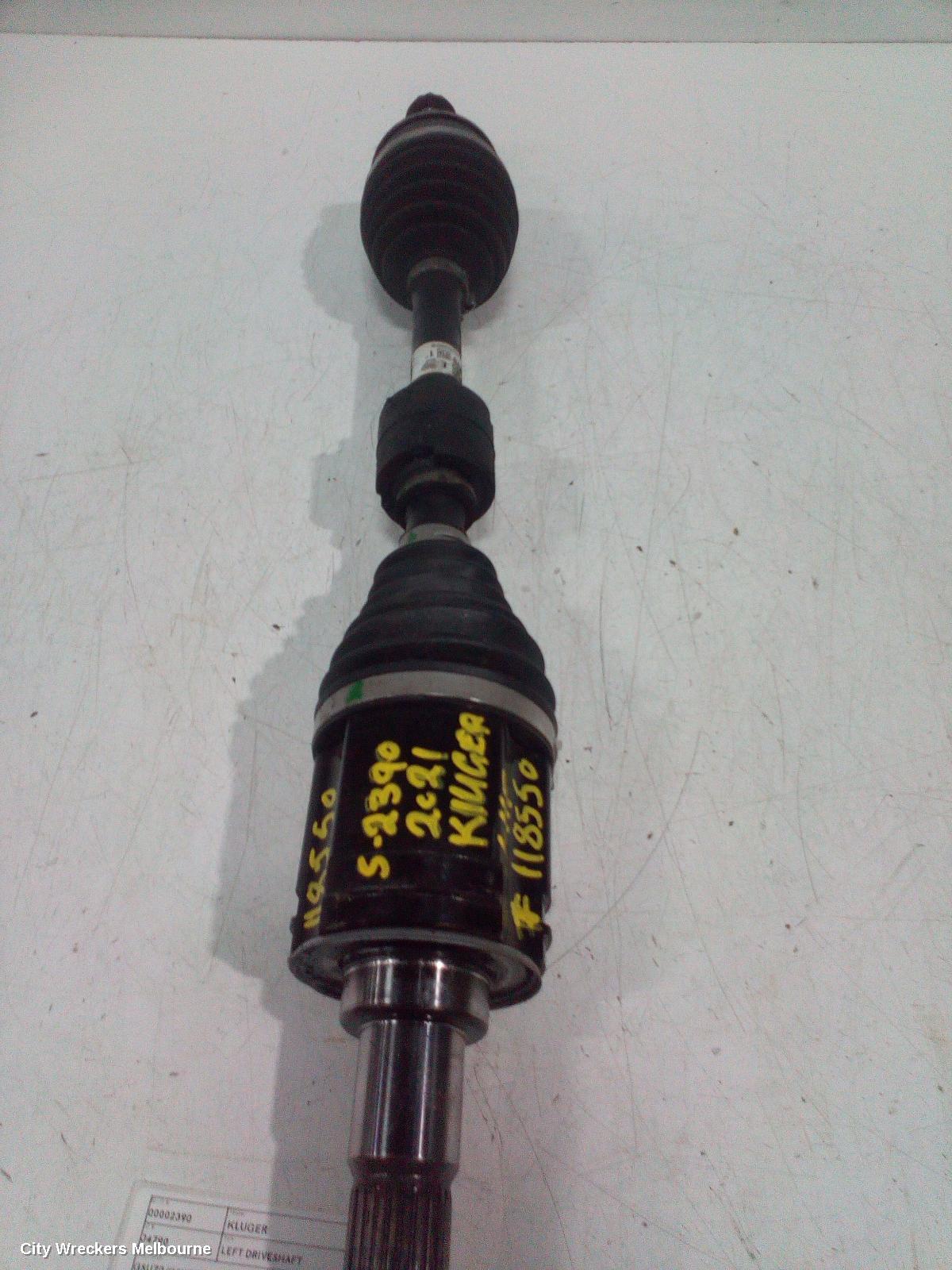 TOYOTA KLUGER LEFT DRIVESHAFT, GSU70/GSU75/TXUA70R/TXUA75R, REAR, AUTO T/M, PETROL, NON HYBRID TYPE, 03/2021 ONWARDS