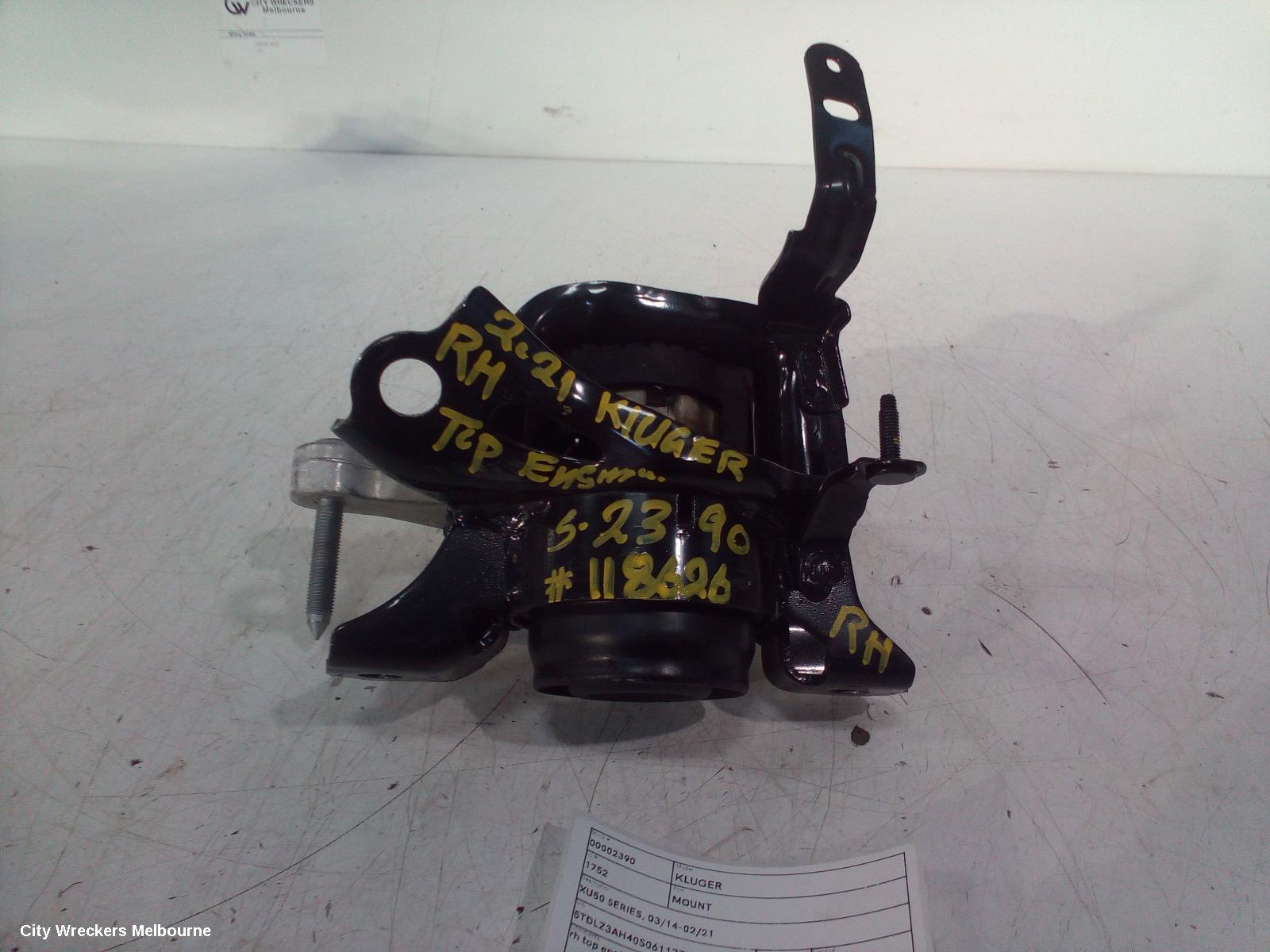 TOYOTA KLUGER MOUNT, XU50 SERIES, 03/2014 - 02/2021