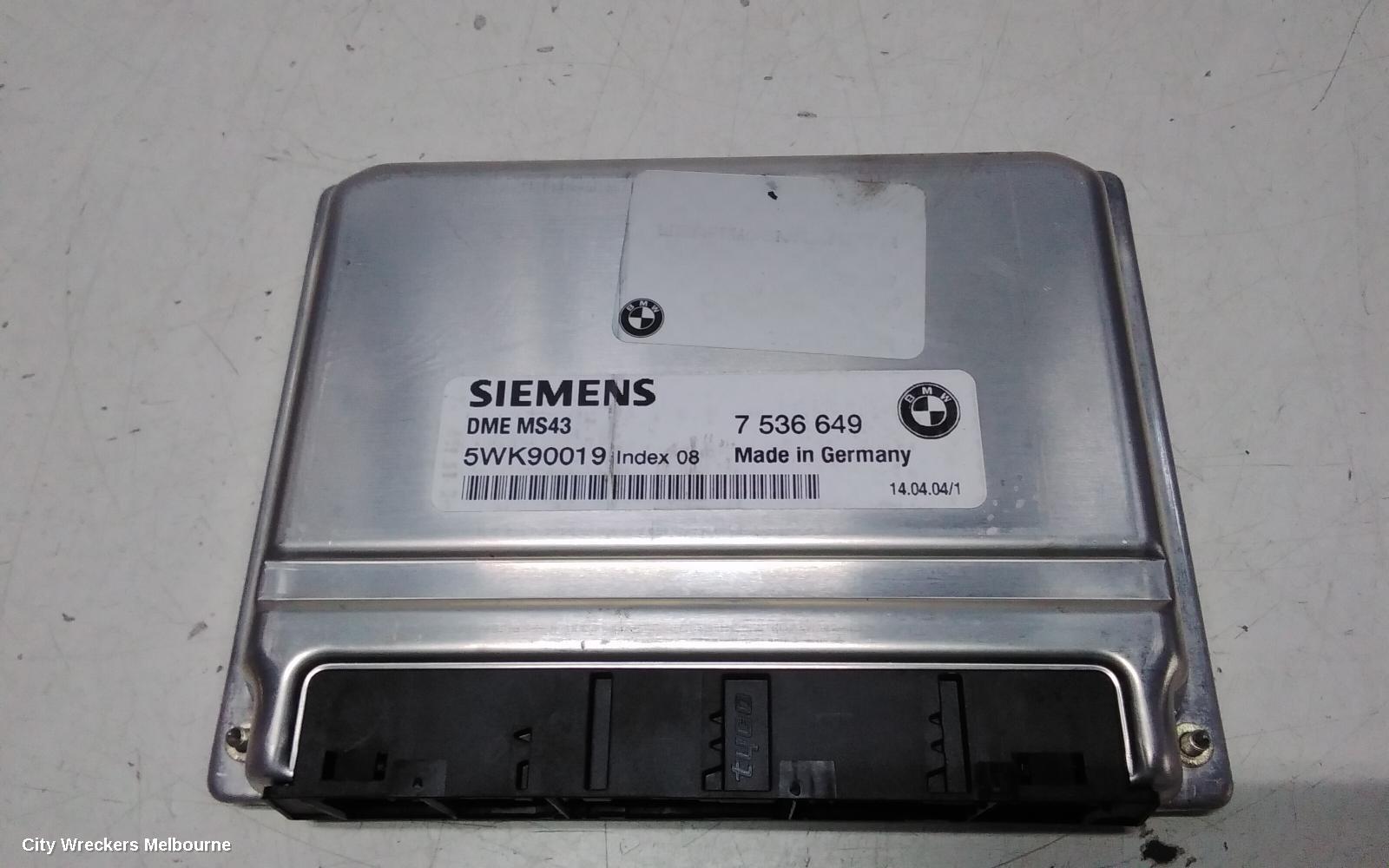 BMW 3 SERIES ECU, ENGINE ECU, E46, P/N 7511570, ECU ONLY, 09/1998 - 07/2006