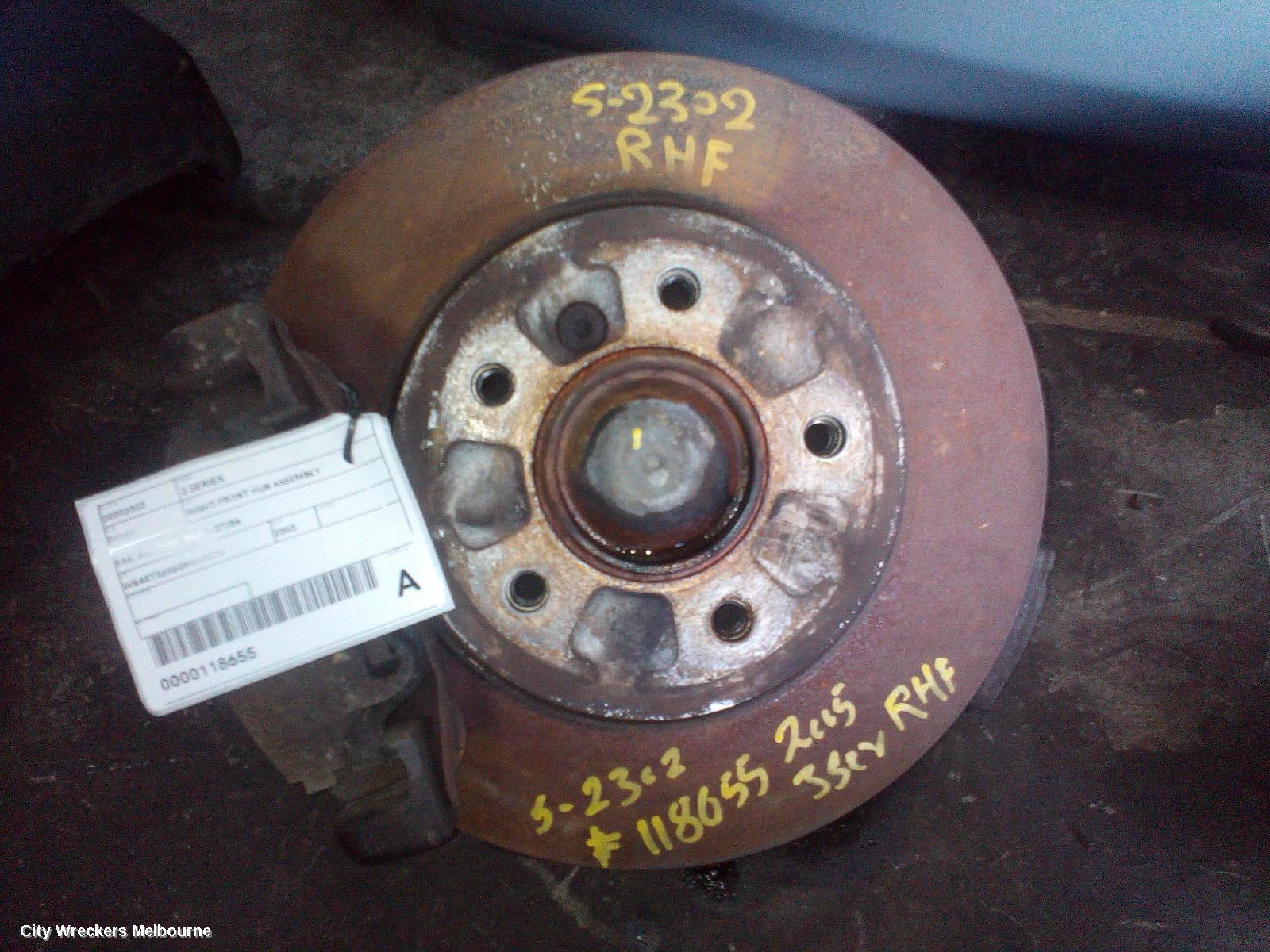 BMW 3 SERIES RIGHT FRONT HUB ASSEMBLY, E46, ABS TYPE, 09/1998 - 07/2006