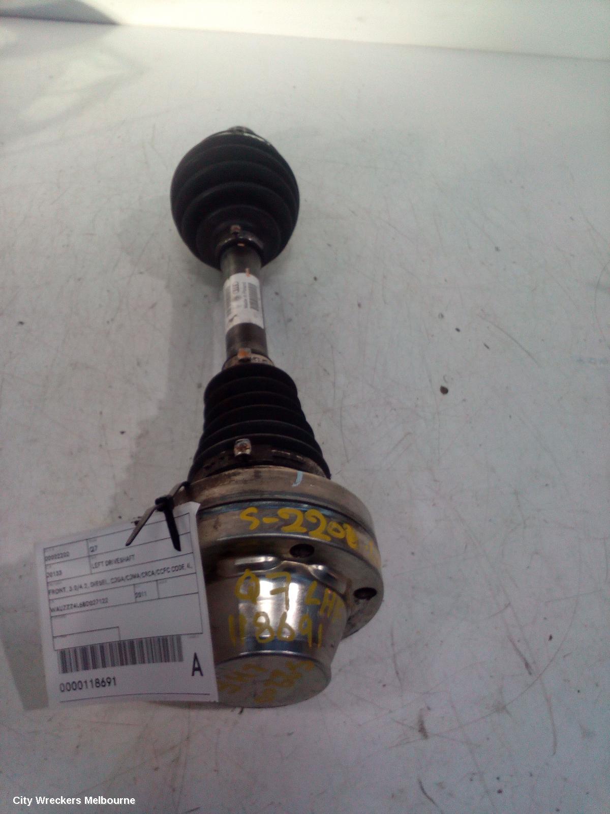 AUDI Q7 LEFT DRIVESHAFT, FRONT, 3.0/4.2, DIESEL, CJGA/CJMA/CRCA/CCFC CODE, 4L, 09/2010 - 08/2015
