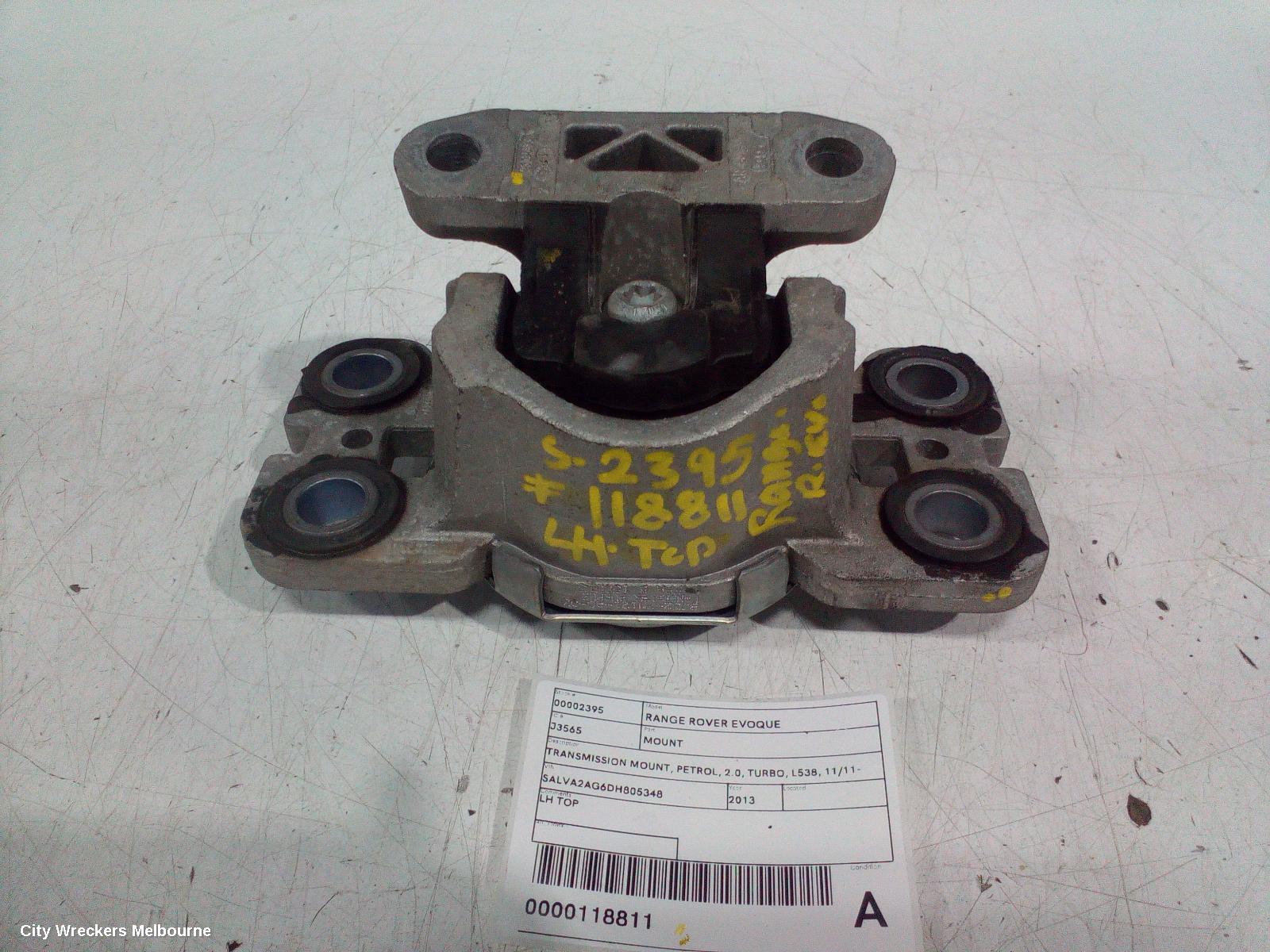 LAND ROVER RANGEROVER EVOQUE MOUNT, TRANSMISSION MOUNT, PETROL, 2.0, TURBO, L538, 11/2011 - 01/2019