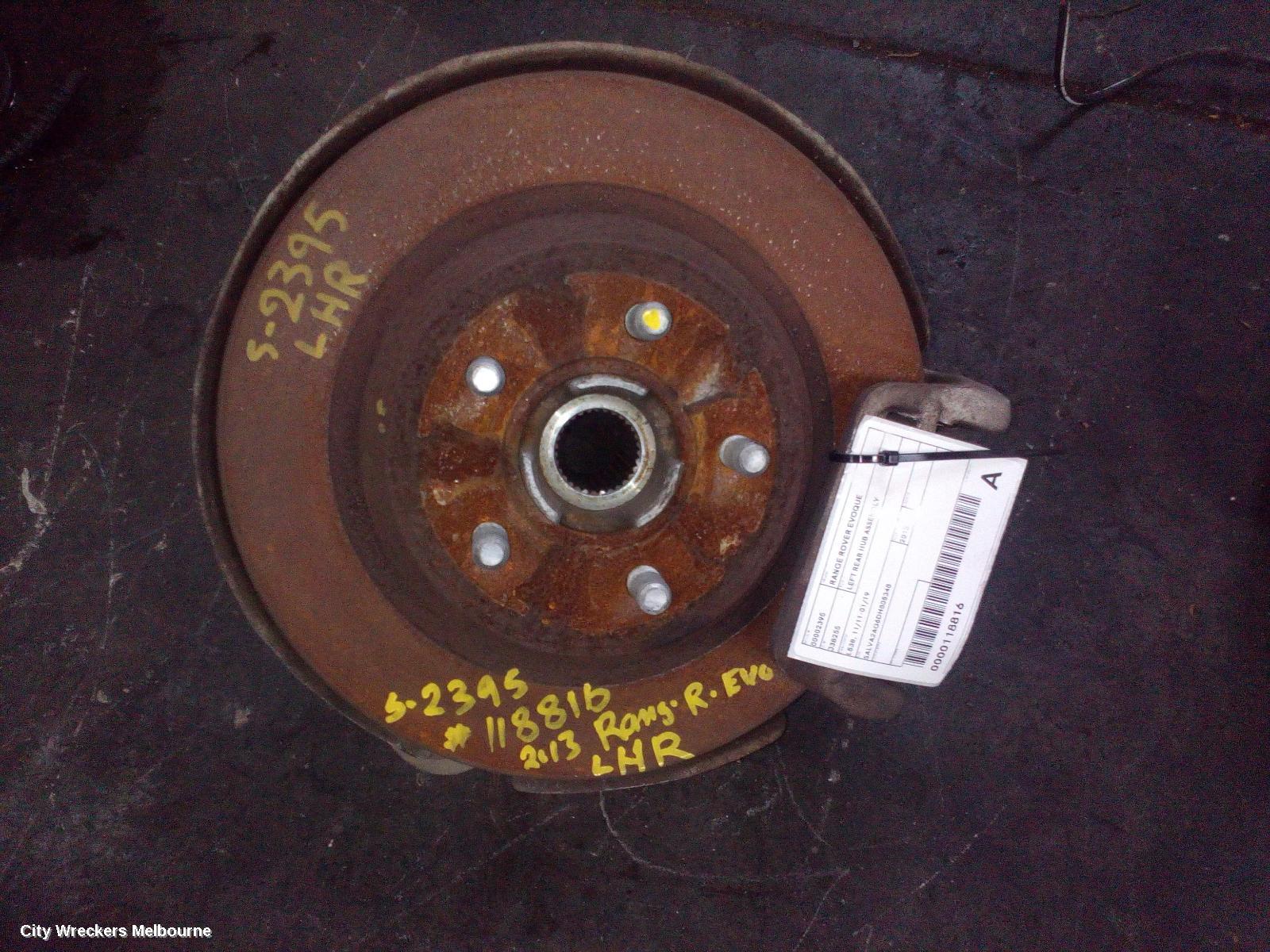 LAND ROVER RANGEROVER EVOQUE LEFT REAR HUB ASSEMBLY, L538, 11/2011 - 01/2019