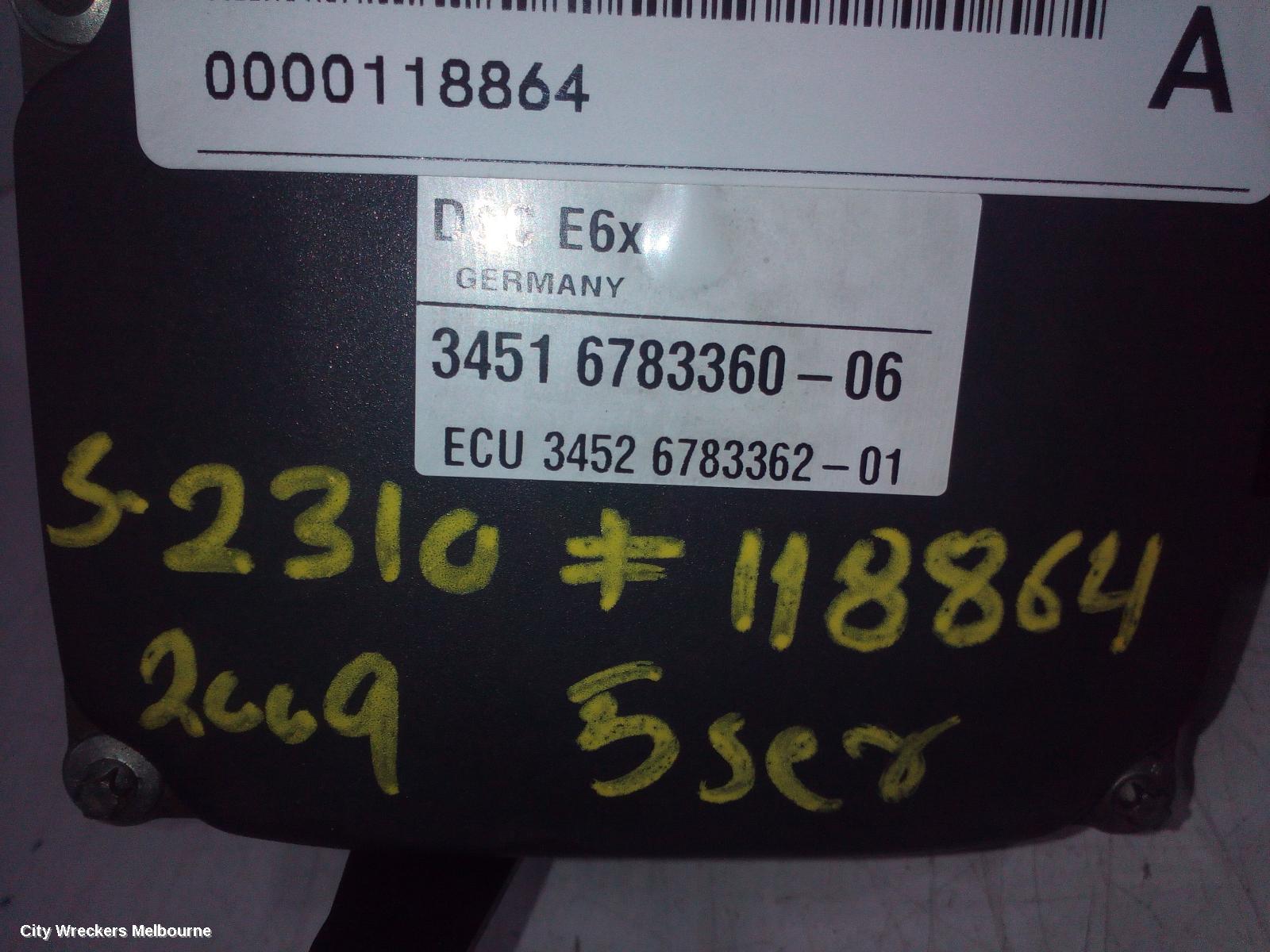 BMW 5 SERIES ABS PUMP/MODULATOR, E60, ON MODULE P/N 34516783360, ON ALLOY P/N 0265250217 P/N 34516774679, 10/2003 - 04/2010