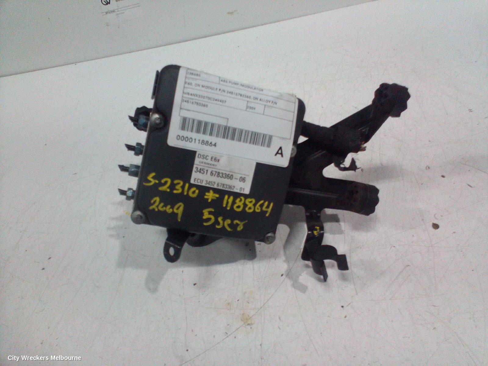 BMW 5 SERIES ABS PUMP/MODULATOR, E60, ON MODULE P/N 34516783360, ON ALLOY P/N 0265250217 P/N 34516774679, 10/2003 - 04/2010